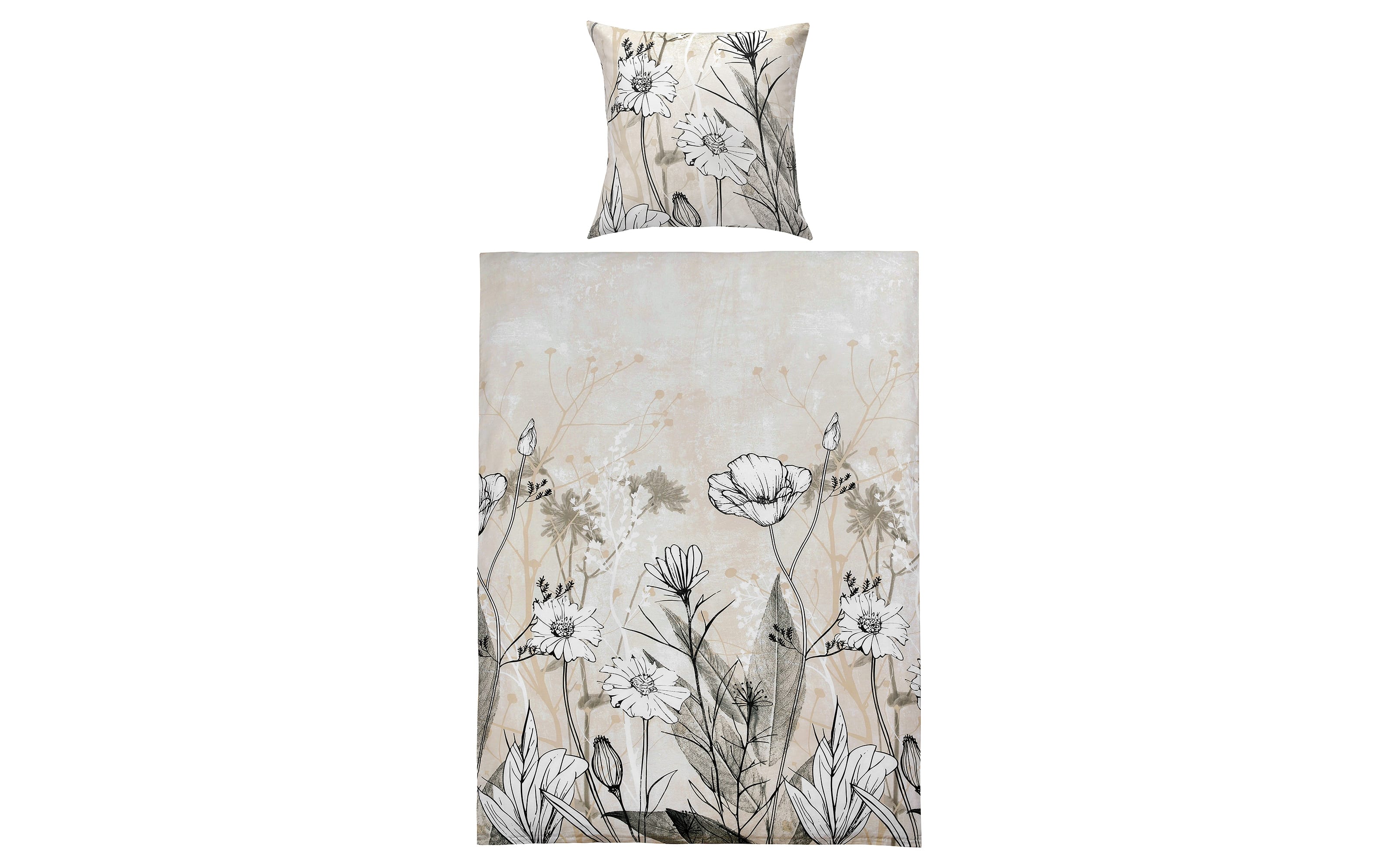 Bettwäsche Elena Satin, beige, 135 x 200 cm