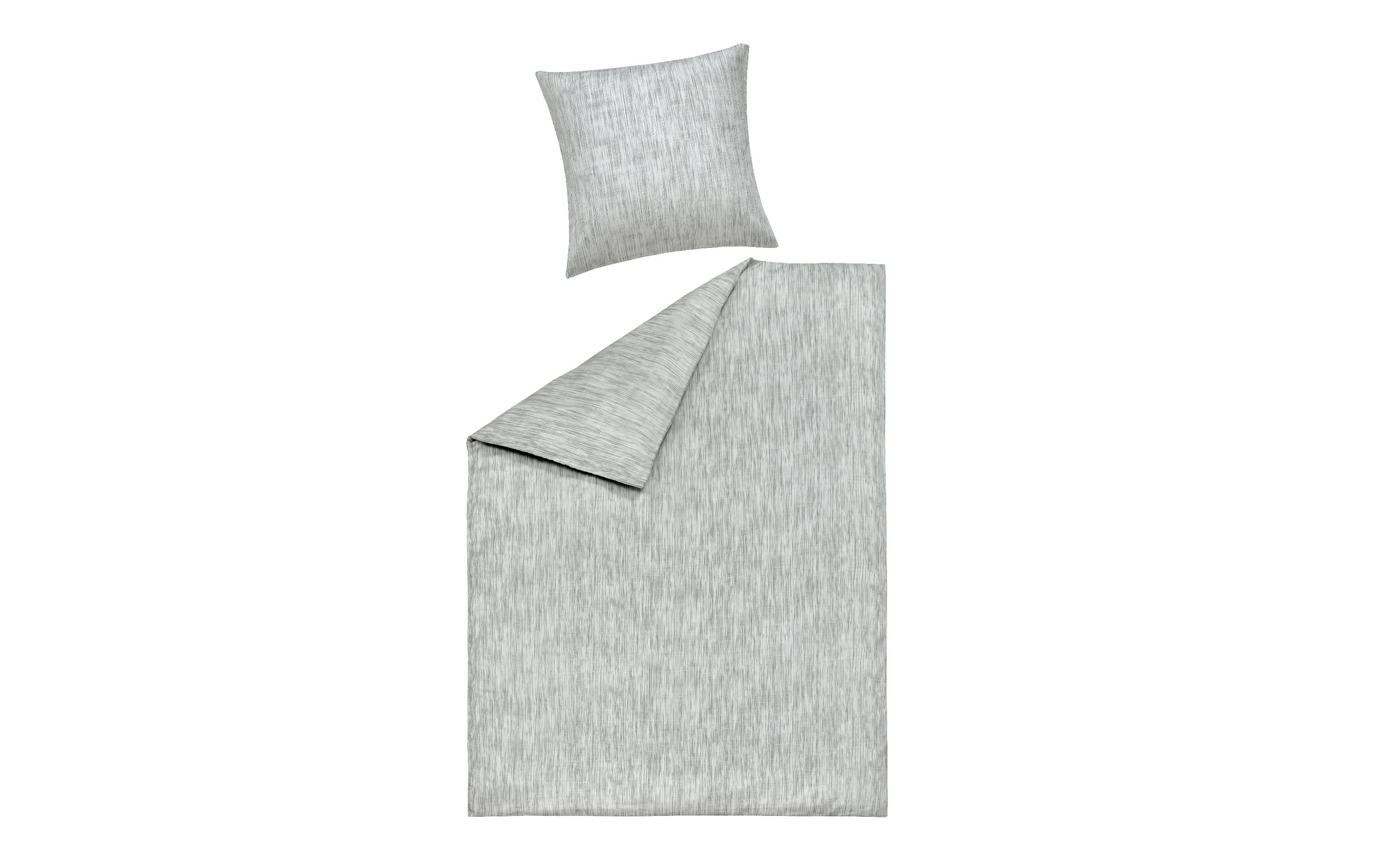 Bettwäsche Wanda Satin, silber, 135 x 200 cm
