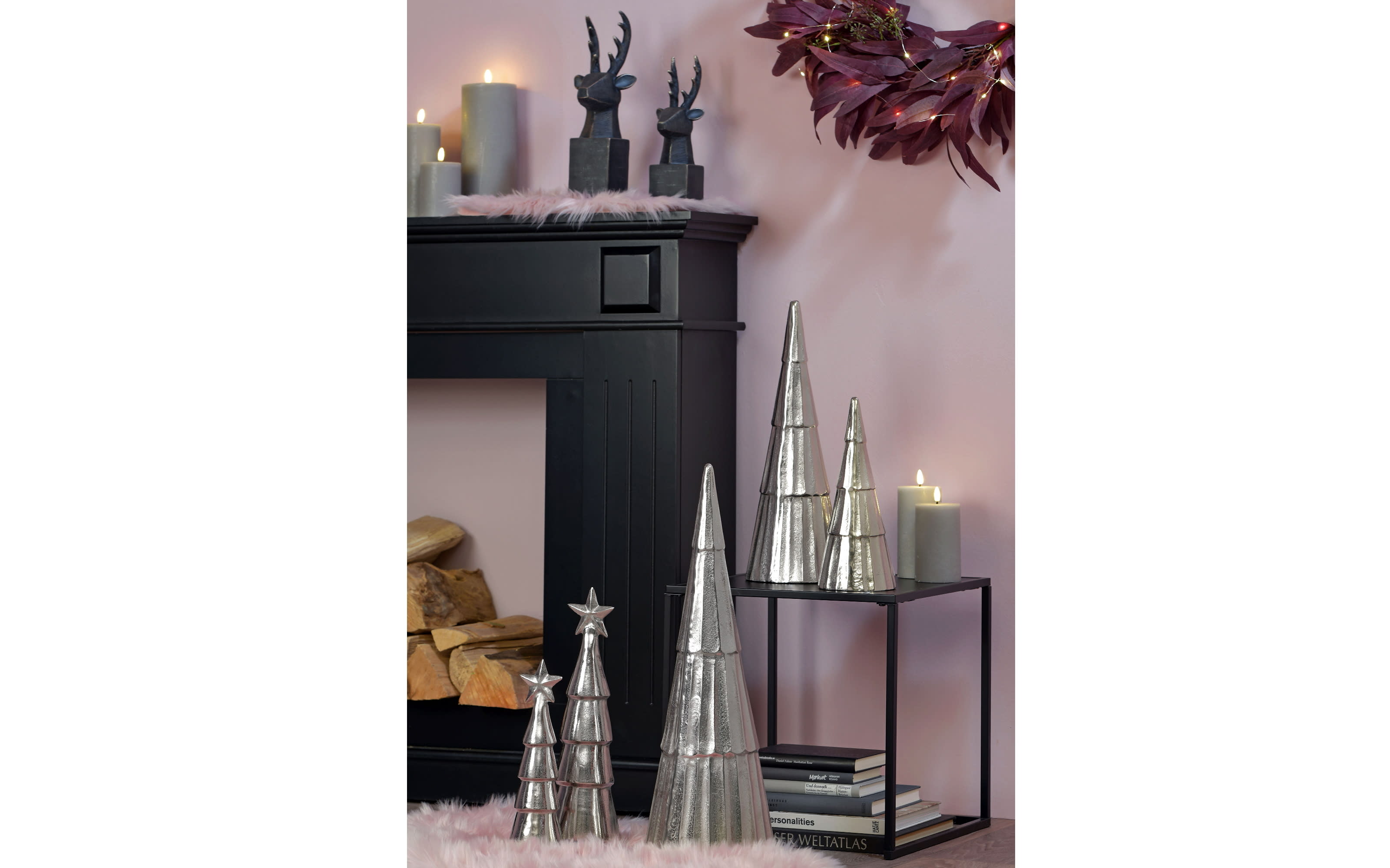 Figur Hirschkopf, schwarz, 36 cm