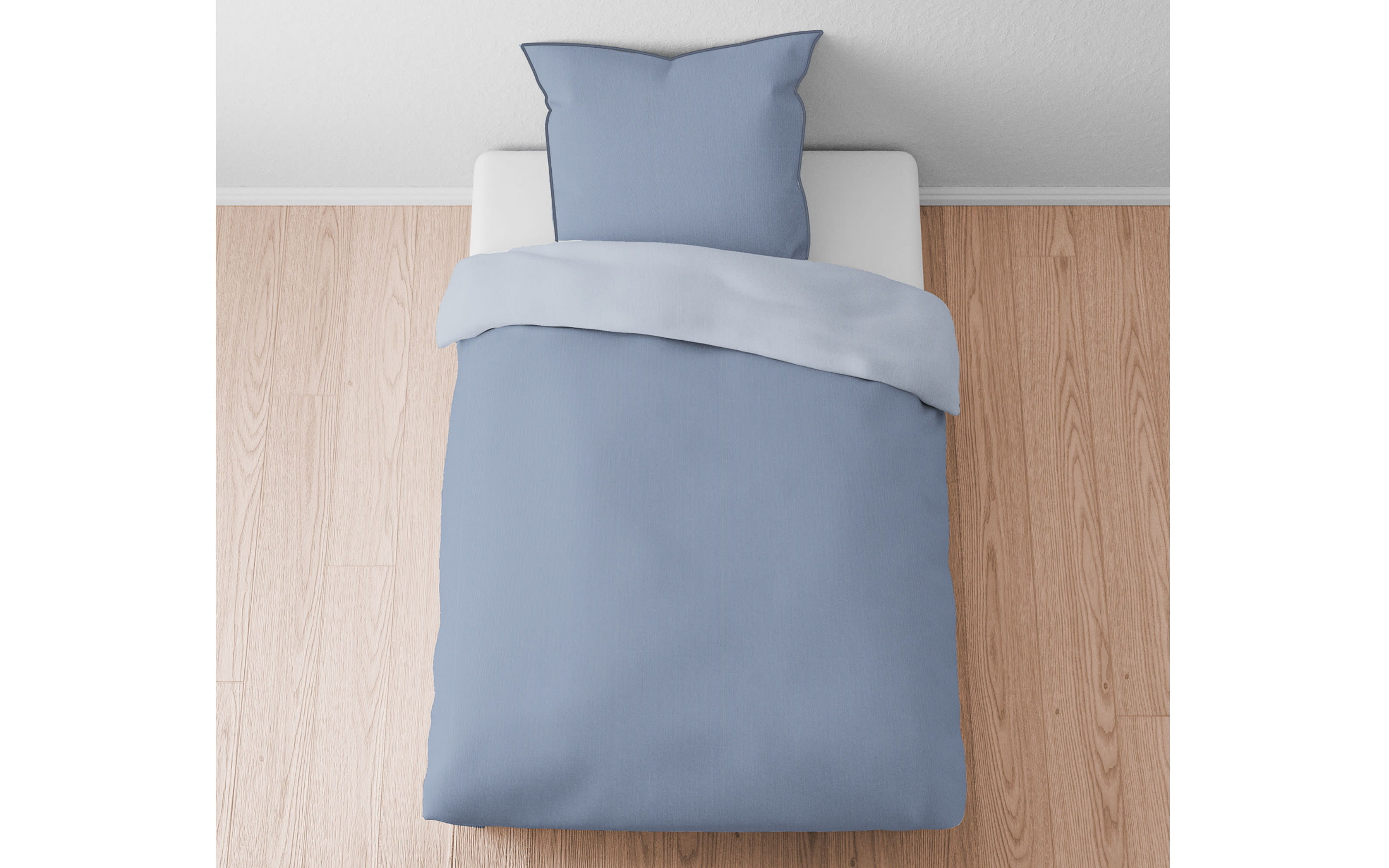 Bettwäsche Mako-Satin, blau, 155 x 220 cm 