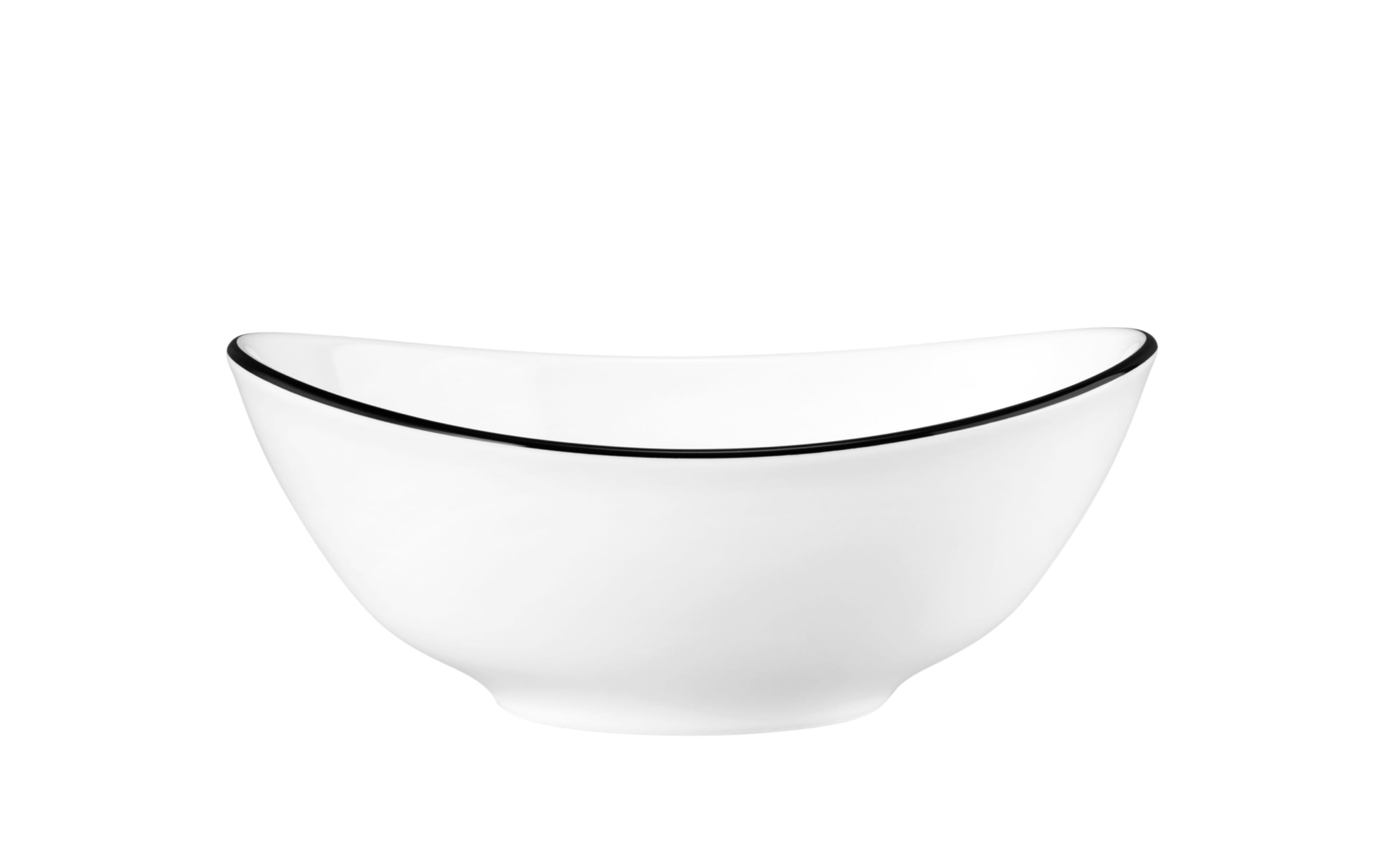 Suppenschale oval Black Line in weiß, 16 cm