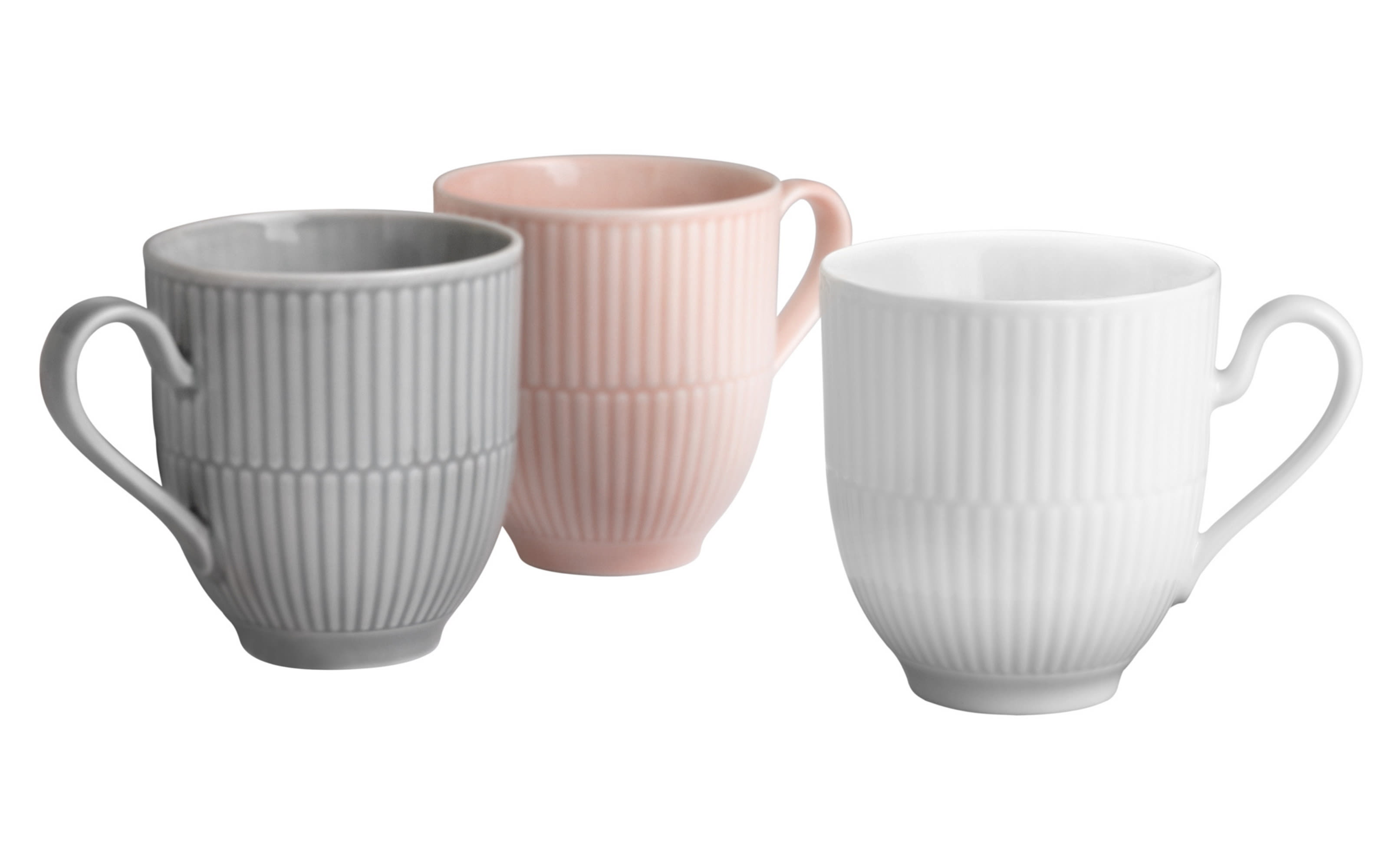 Becher-Set Amina, weiß, rosa, silbergrau, 3-teilig