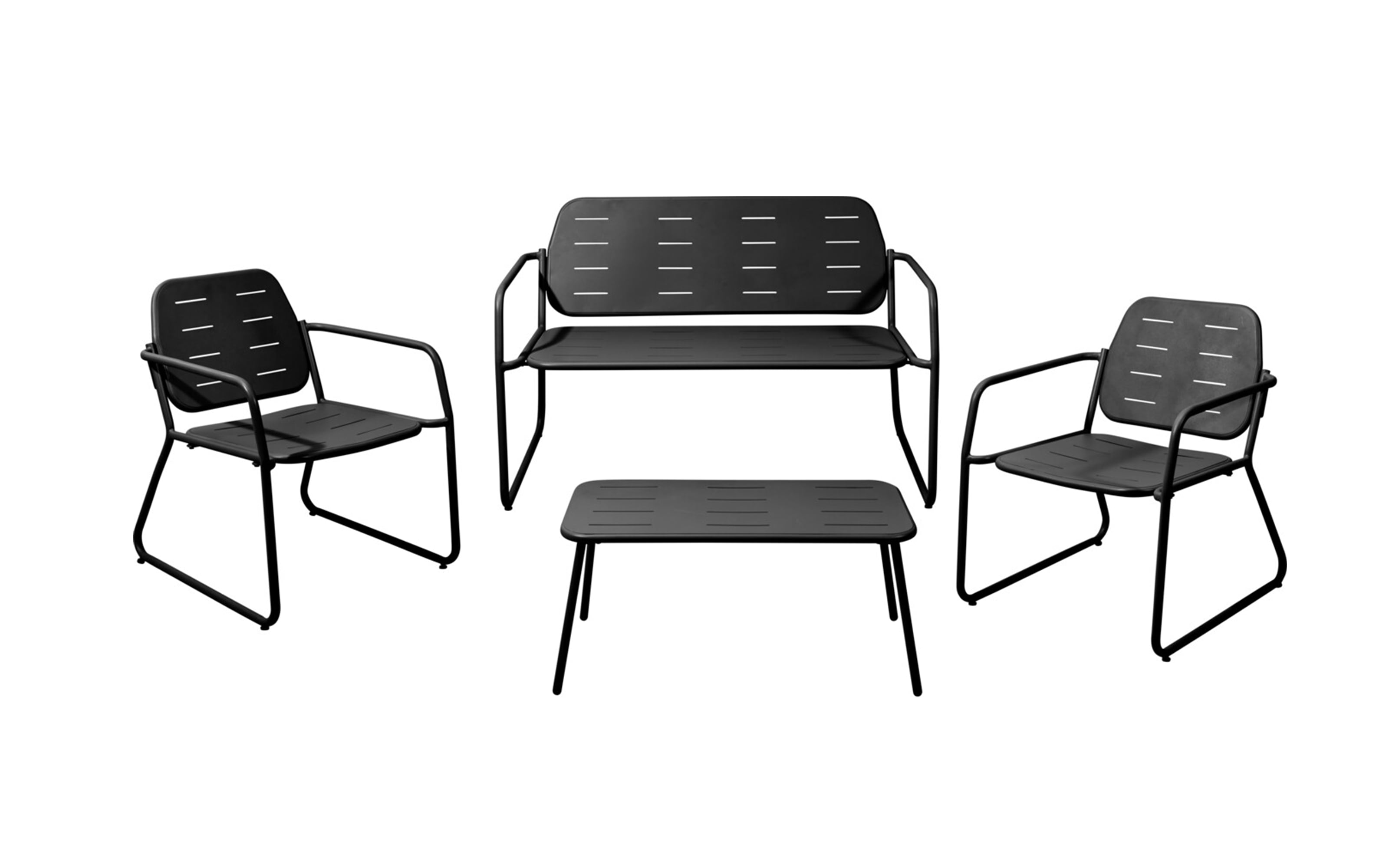 Gartenset, schwarz, 4-teilig