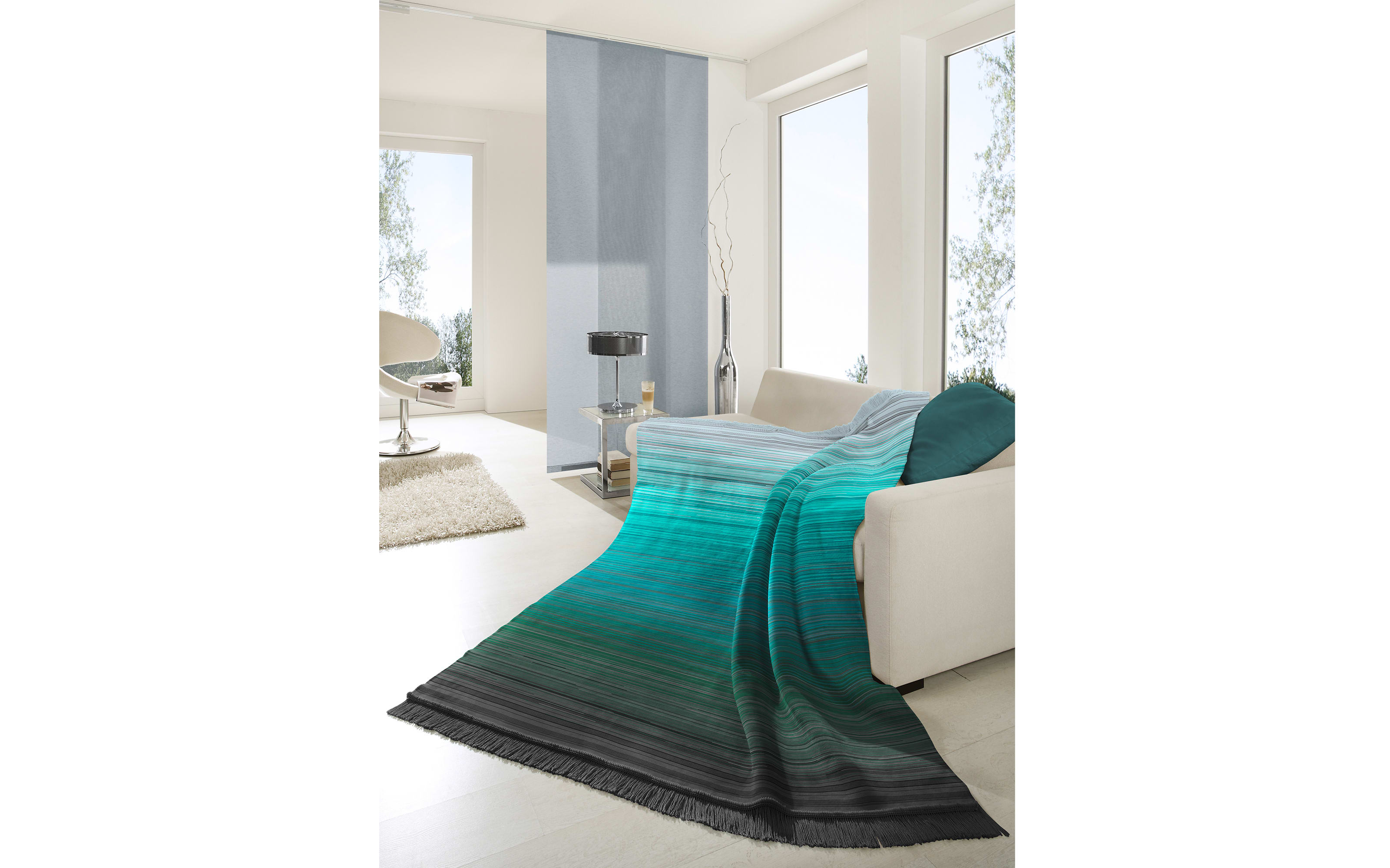 Plaid/Decke Basic Soft, Ombre petrol, 150 x 200 cm