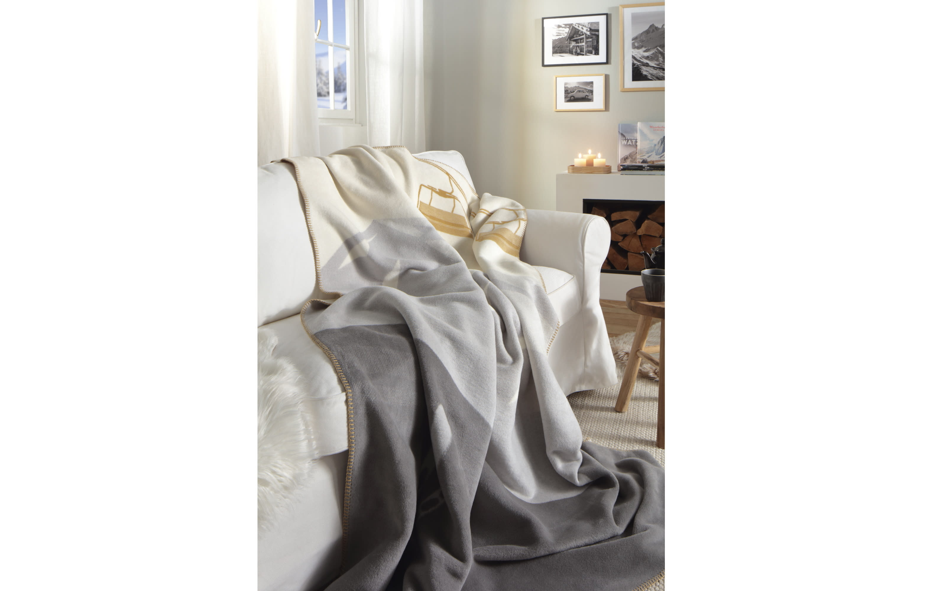 Wohndecke Mountain Valley beige/grau, 150 x 200 cm