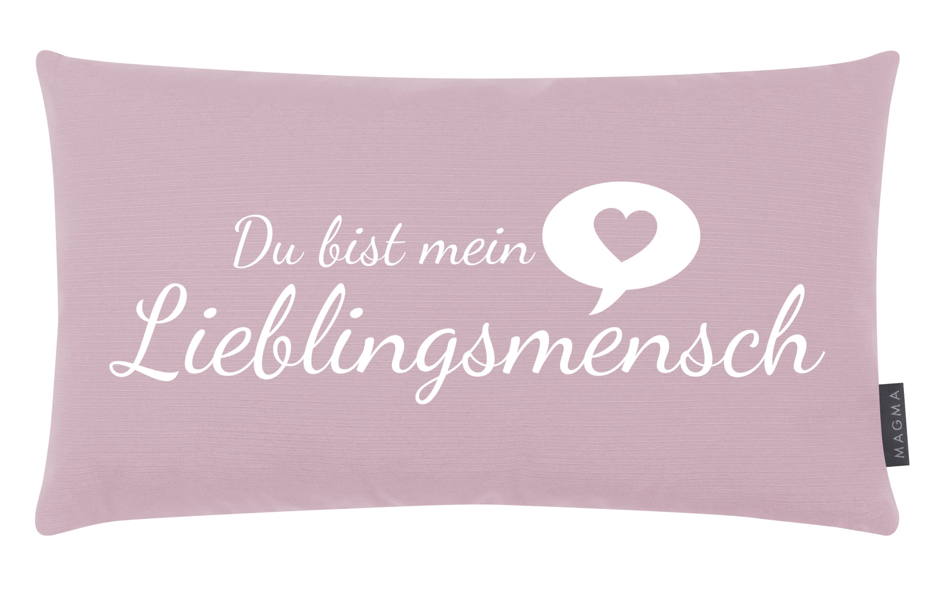 Kissen, Schriftzug Lieblingsmensch, altrose, 30 x 50 cm