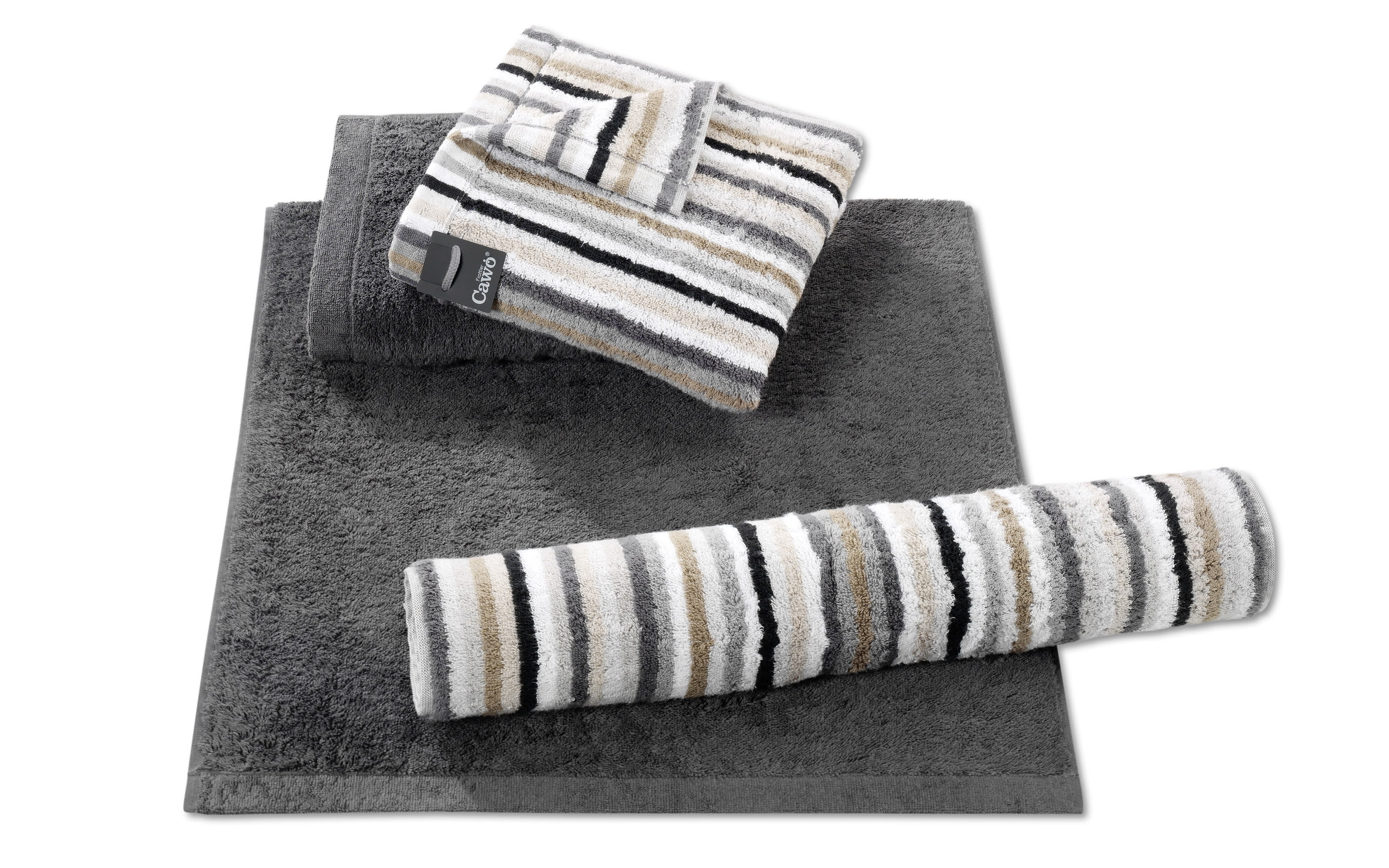 Duschtuch Lifestyle Streifen, kiesel, 70 x 140 cm