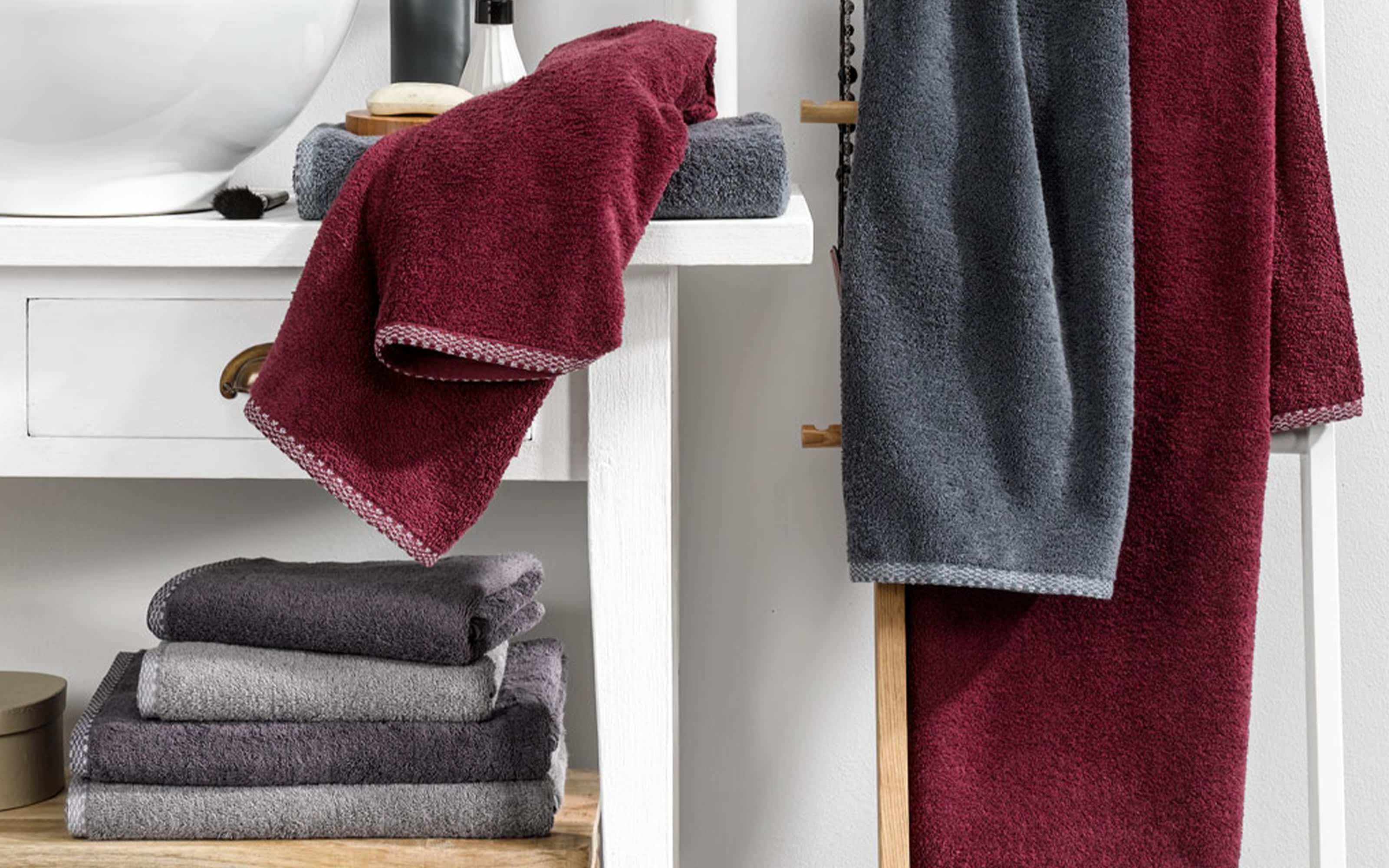 Handtuch-Set Basis Clash, flanell/burgundy