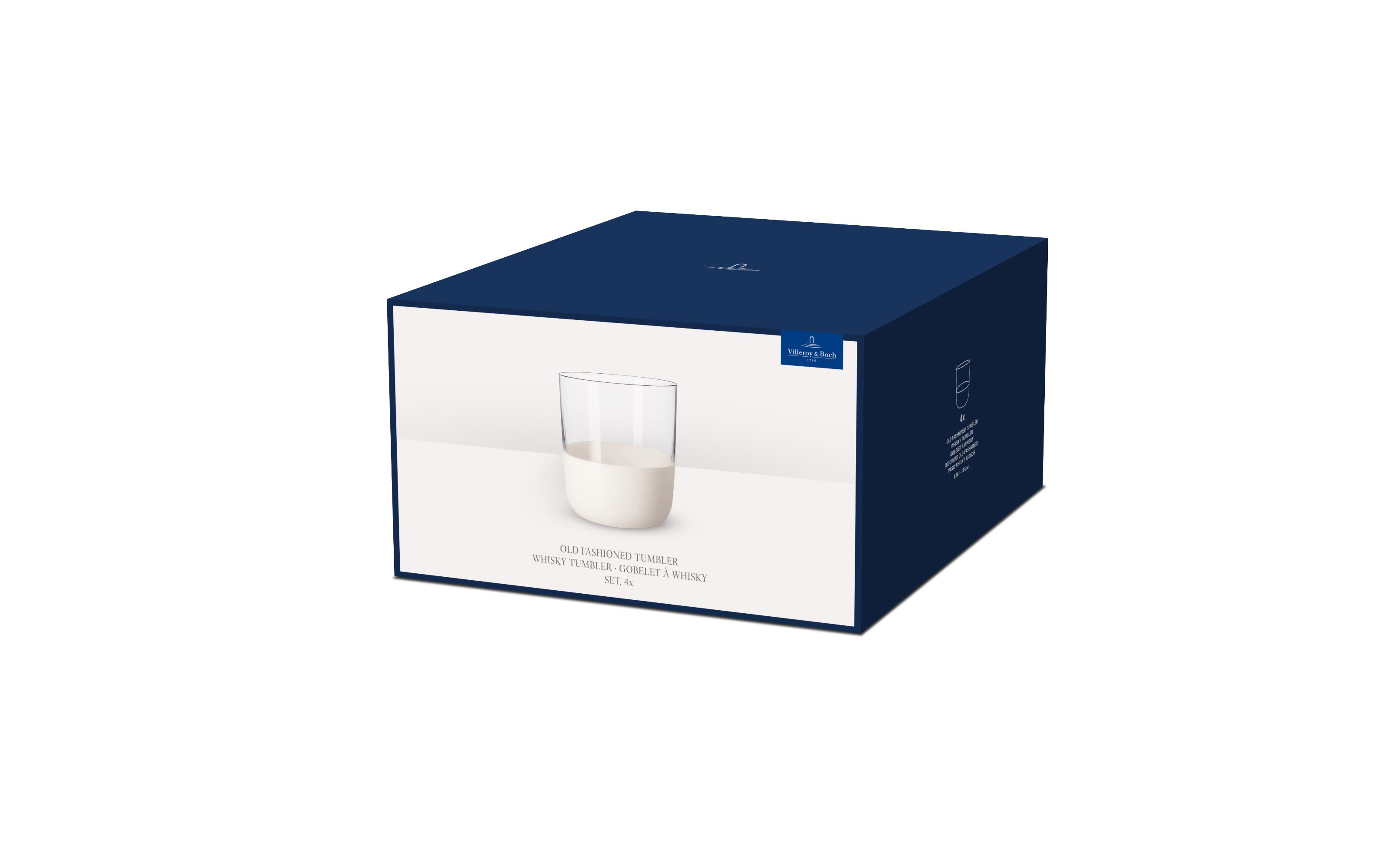  Whisky Tumbler Set Manufacture Rock blanc, klar/weiß, 4-teilig