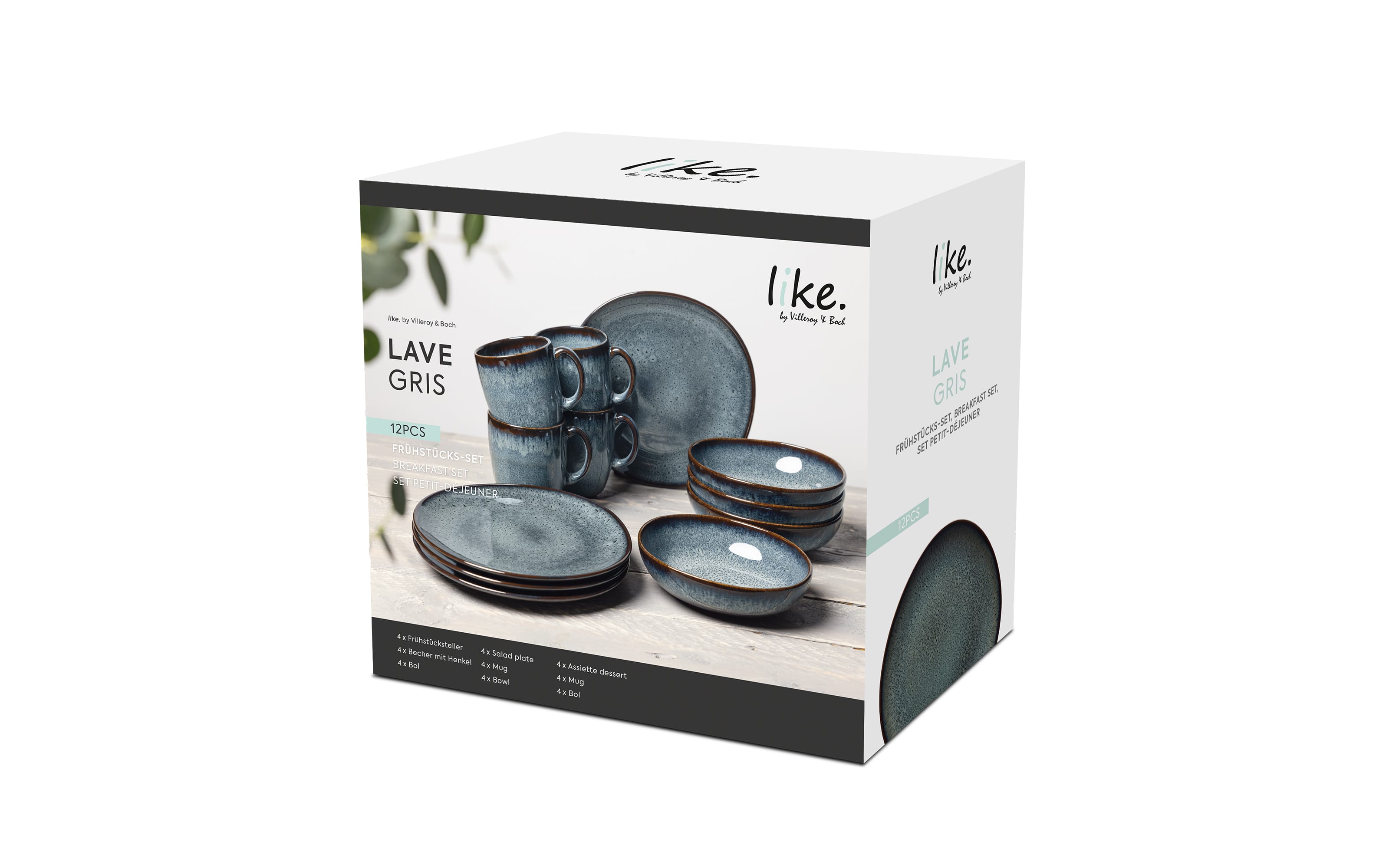 Frühstücksset Lave gris, grau, 12-teilig