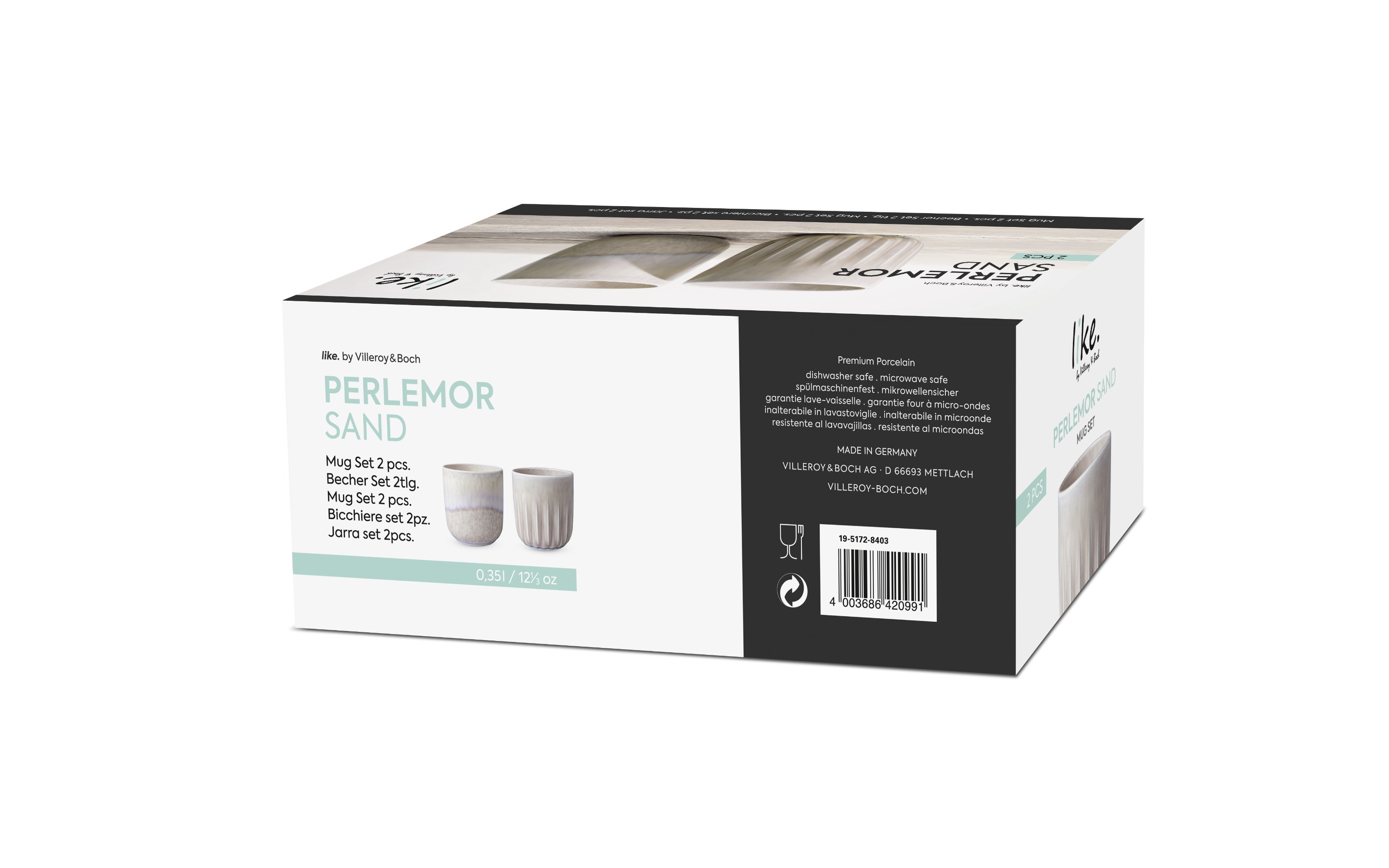 Becher-Set Perlemor, sand, 2-teilig