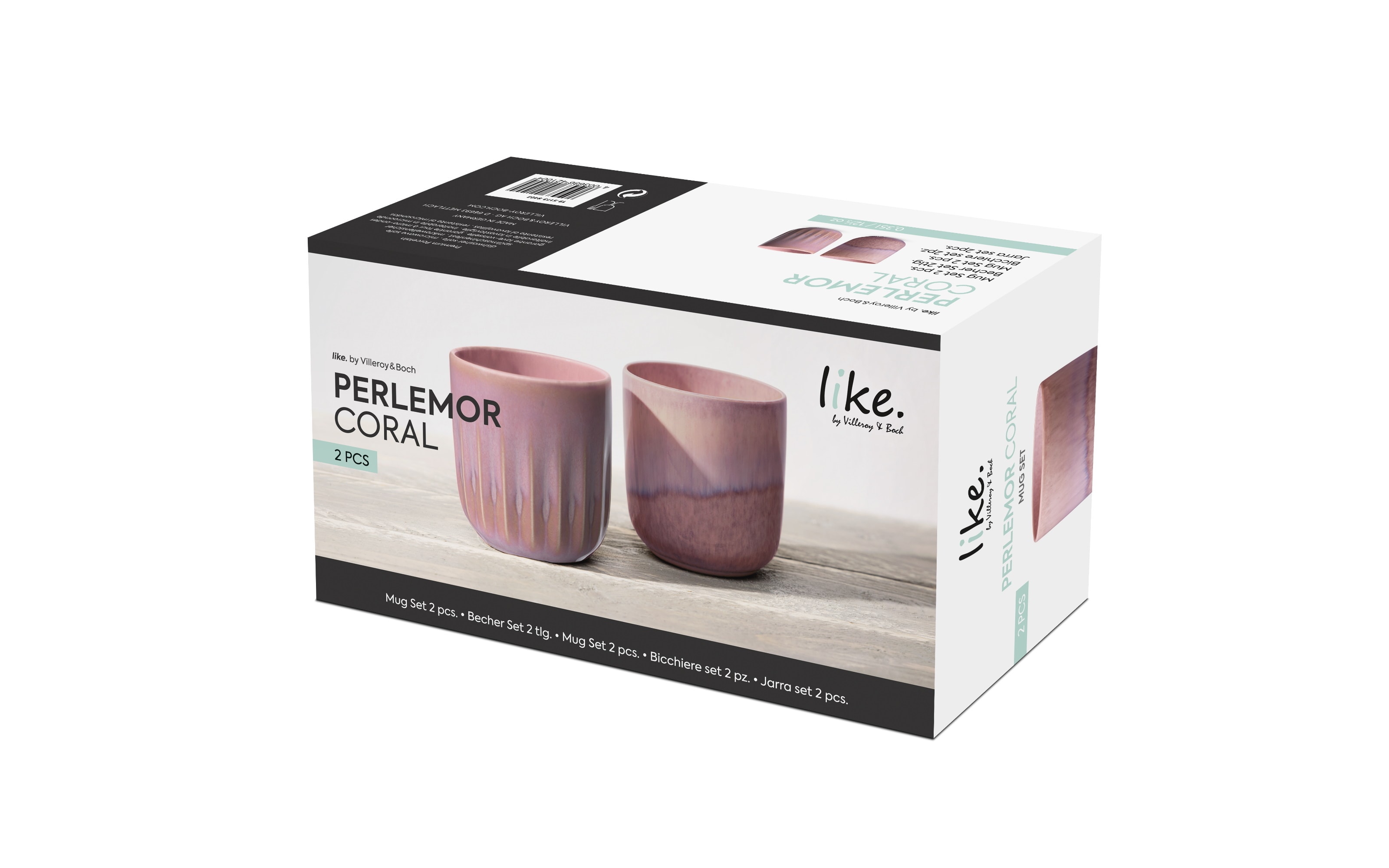 Becher-Set Perlemor, coral, 2-teilig