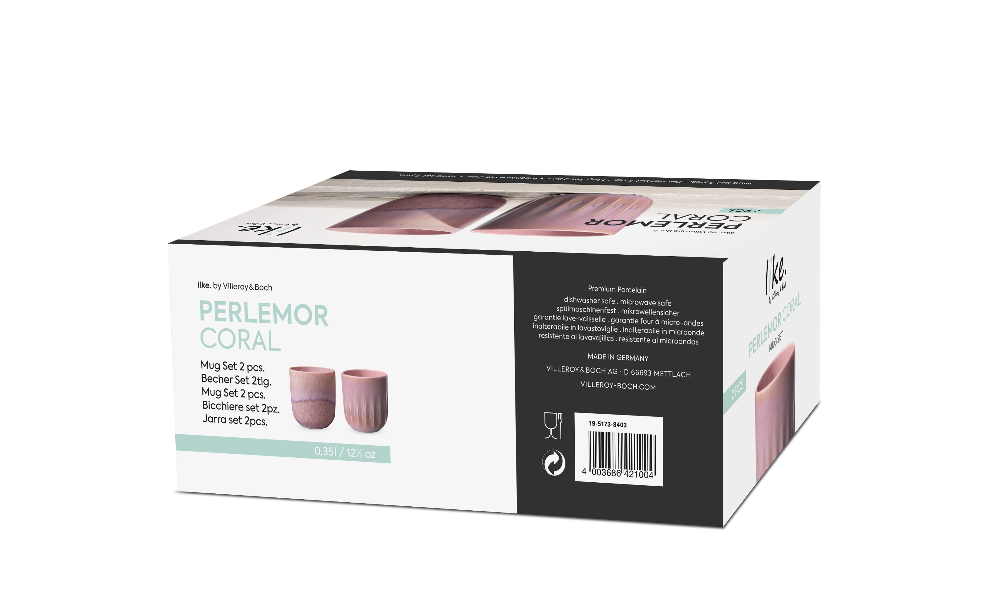 Becher-Set Perlemor, coral, 2-teilig