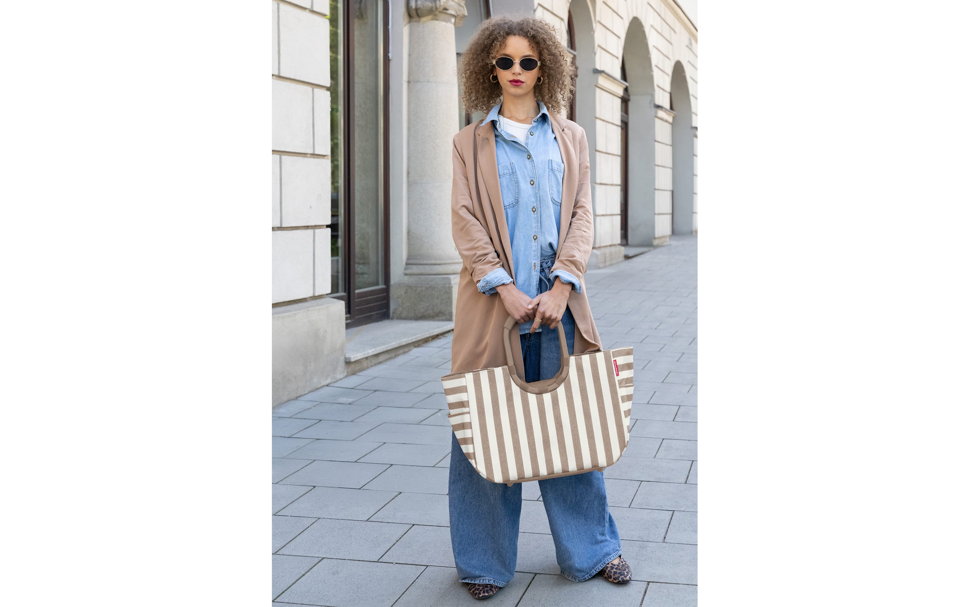 Loopshopper, beige/weiß, 40 x 26 cm