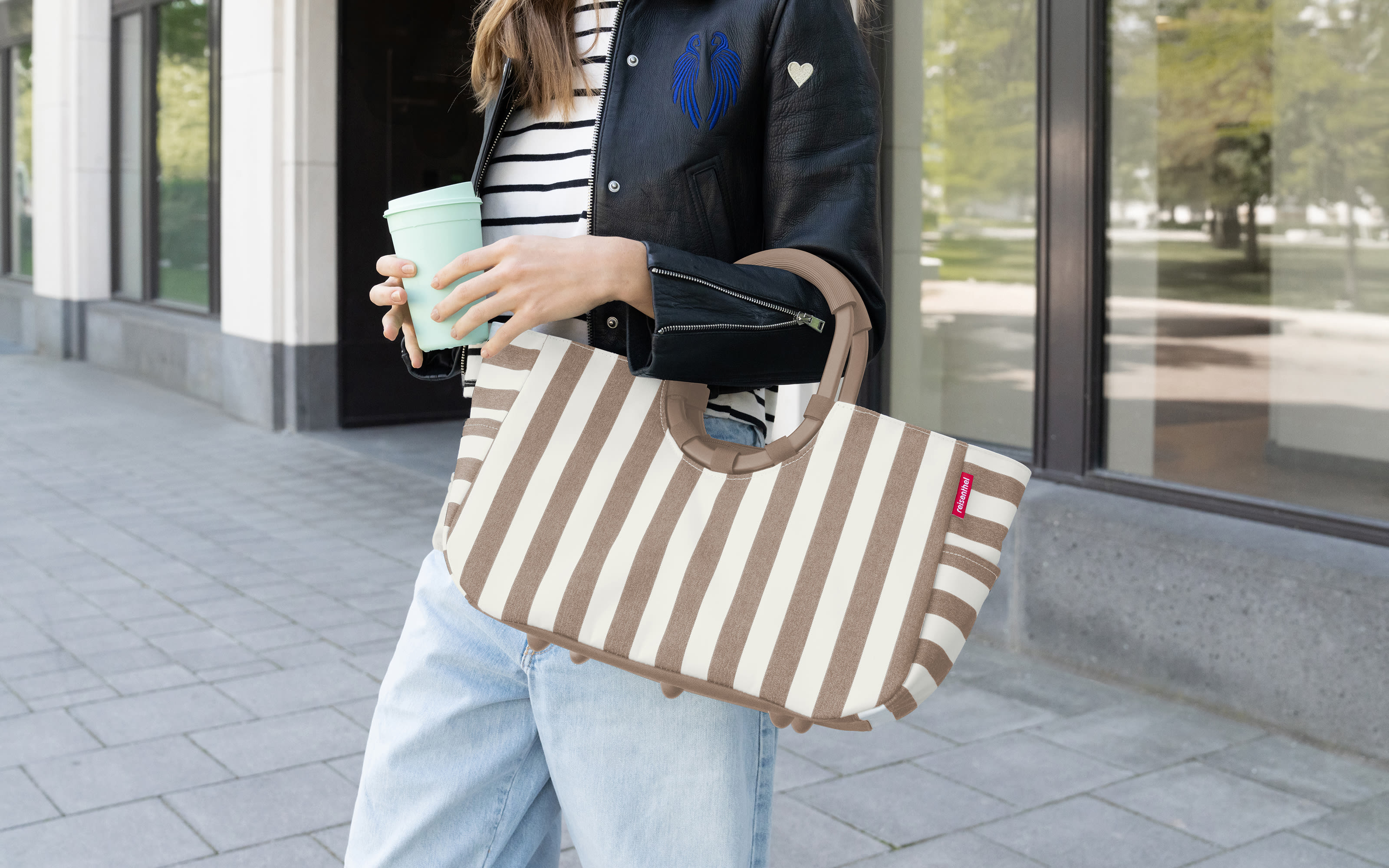Loopshopper, beige/weiß, 40 x 26 cm