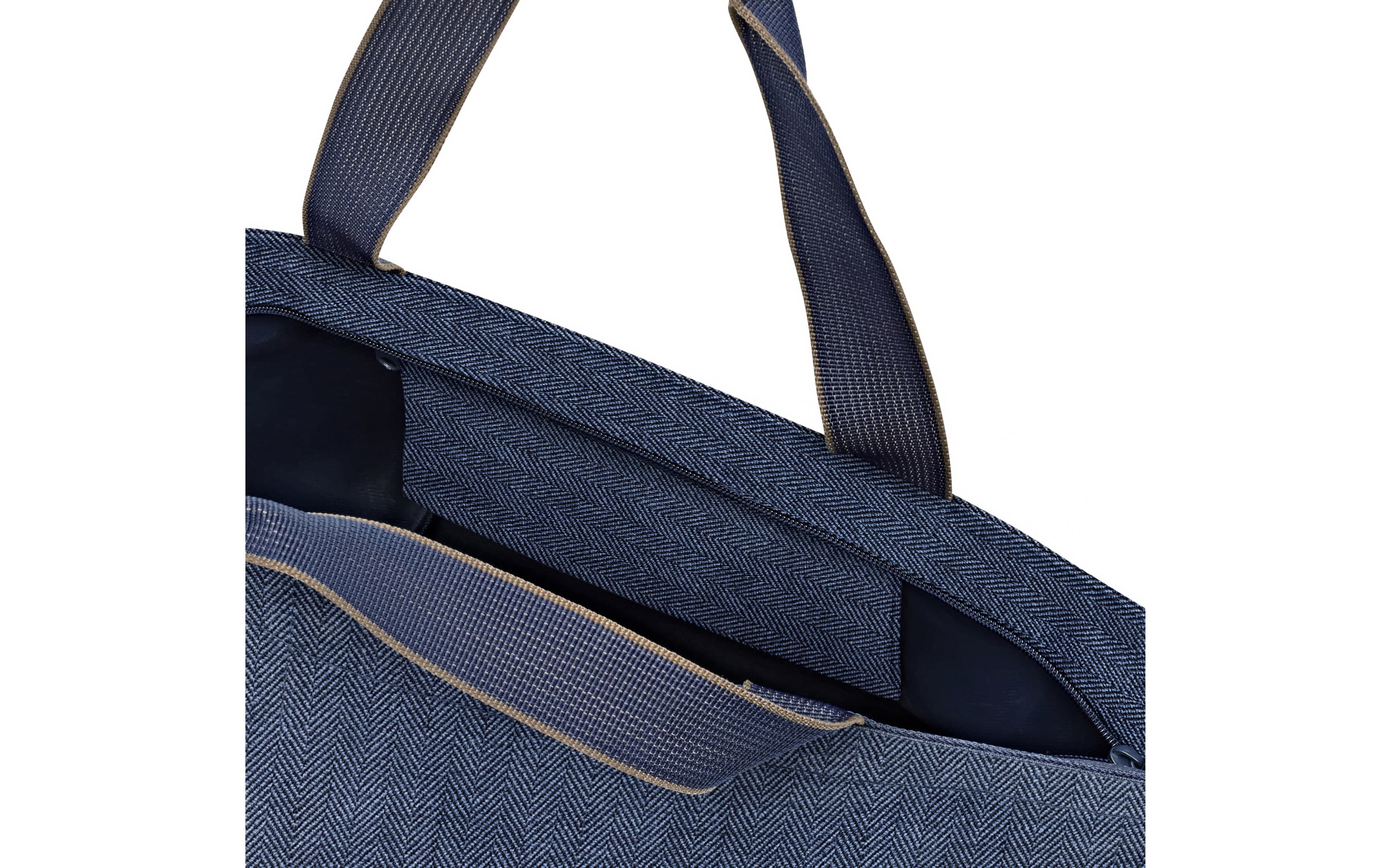 Shopper M, herringbone dark blue, 51 x 30,5 cm