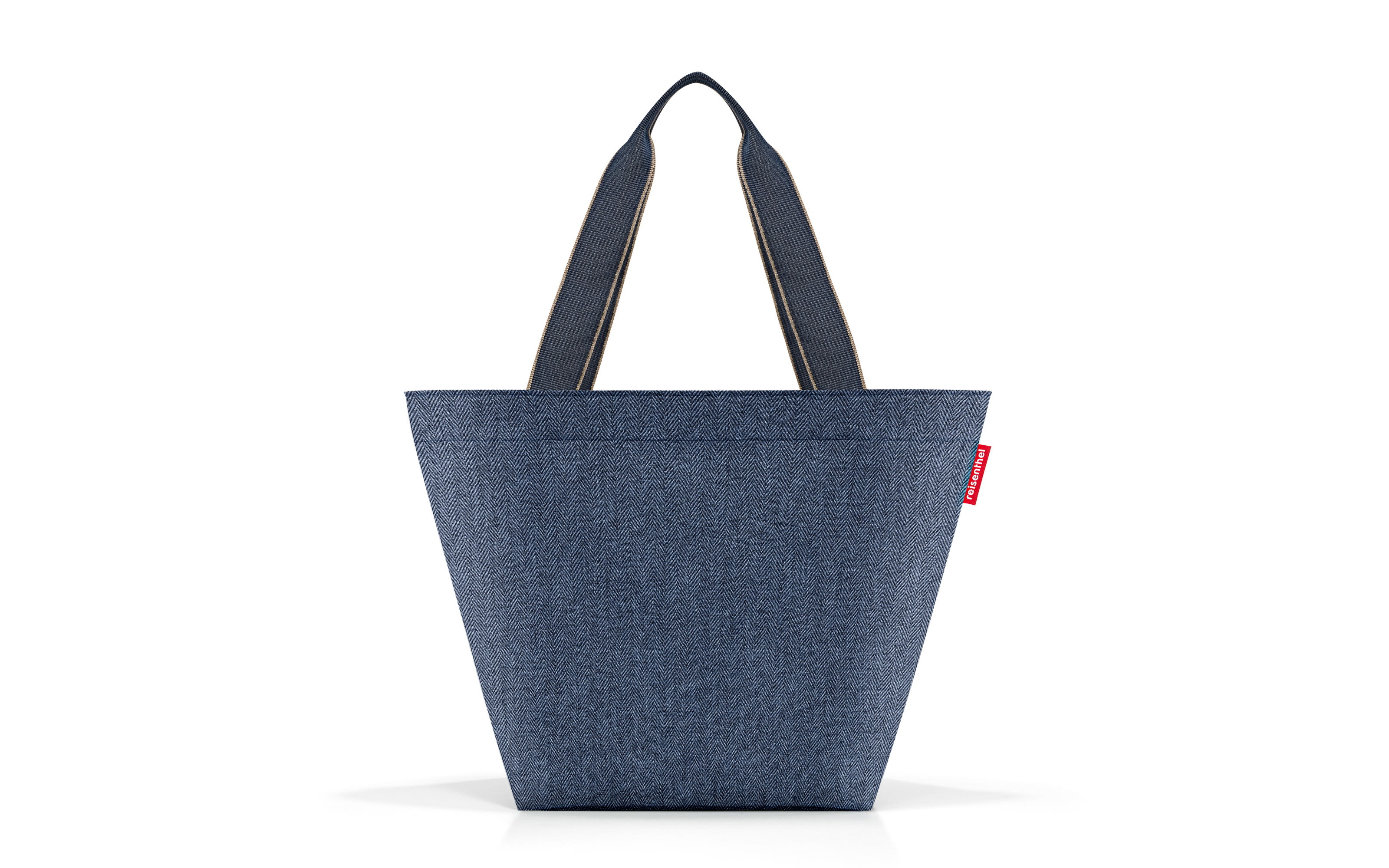 Shopper M, herringbone dark blue, 51 x 30,5 cm