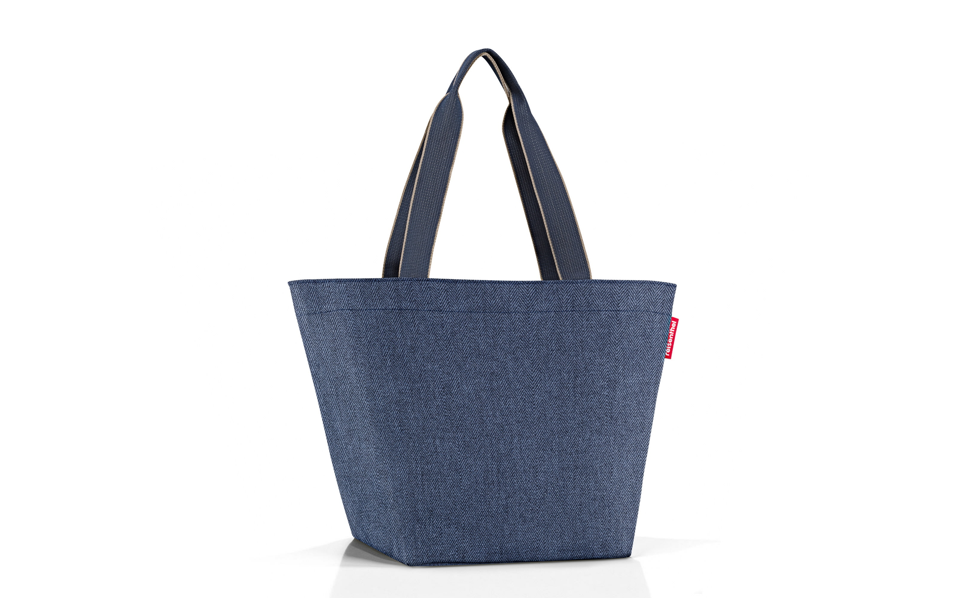 Shopper M, herringbone dark blue, 51 x 30,5 cm