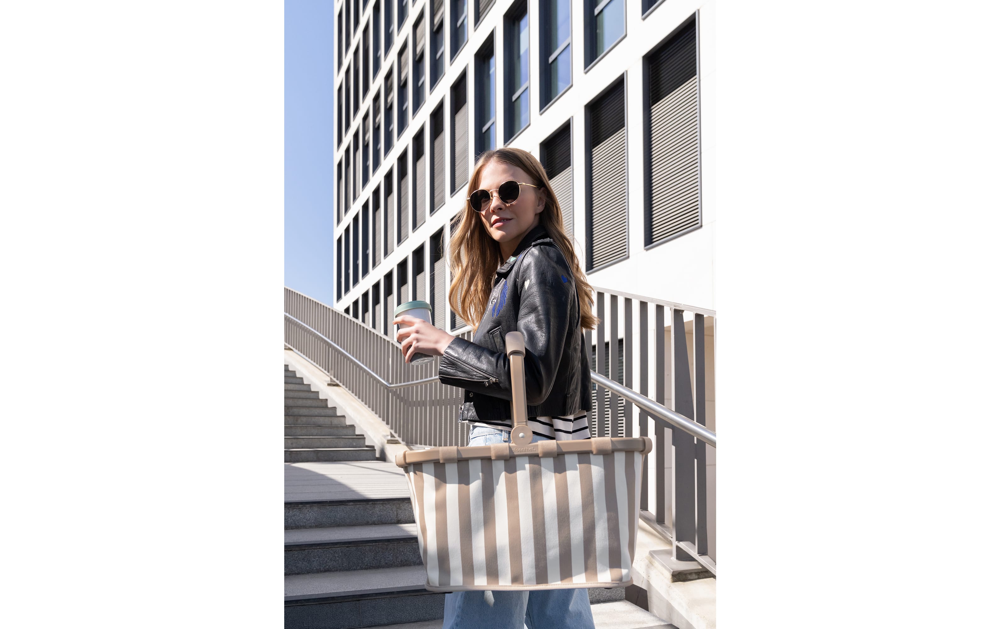 carrybag, beige/weiß, 48 x 29 cm