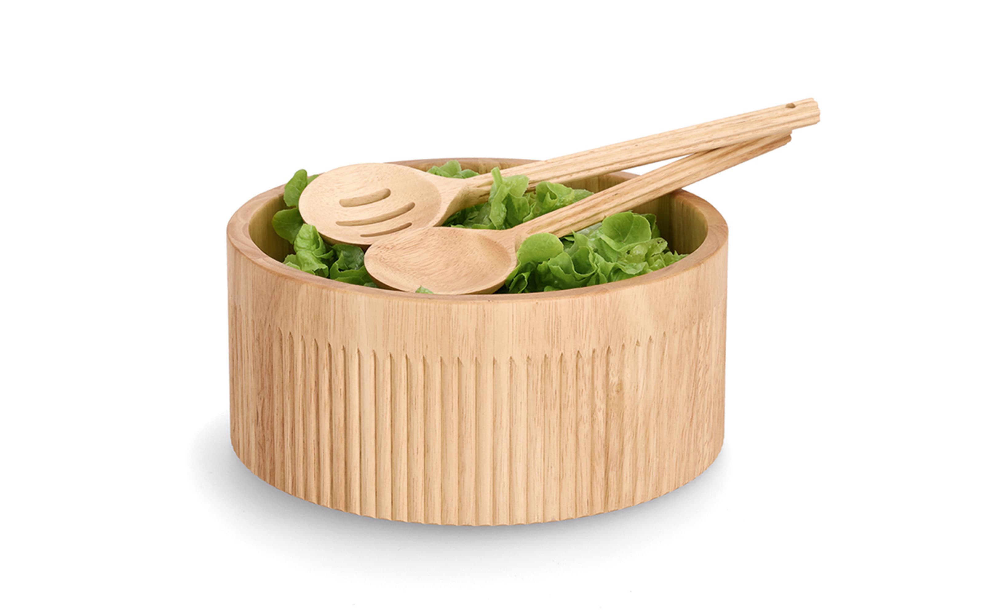 Salatbesteck-Set Gummibaum, natur, 2-teilig