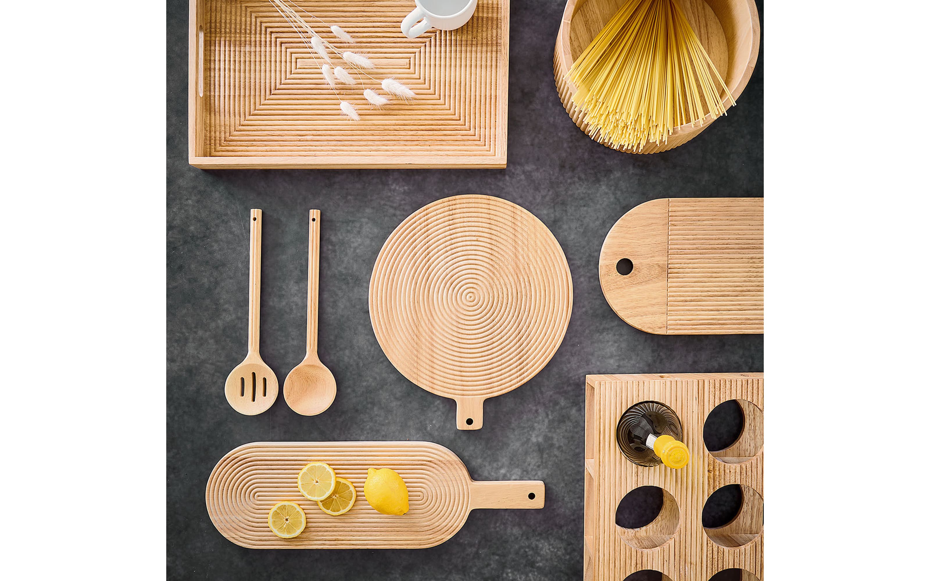 Salatbesteck-Set Gummibaum, natur, 2-teilig