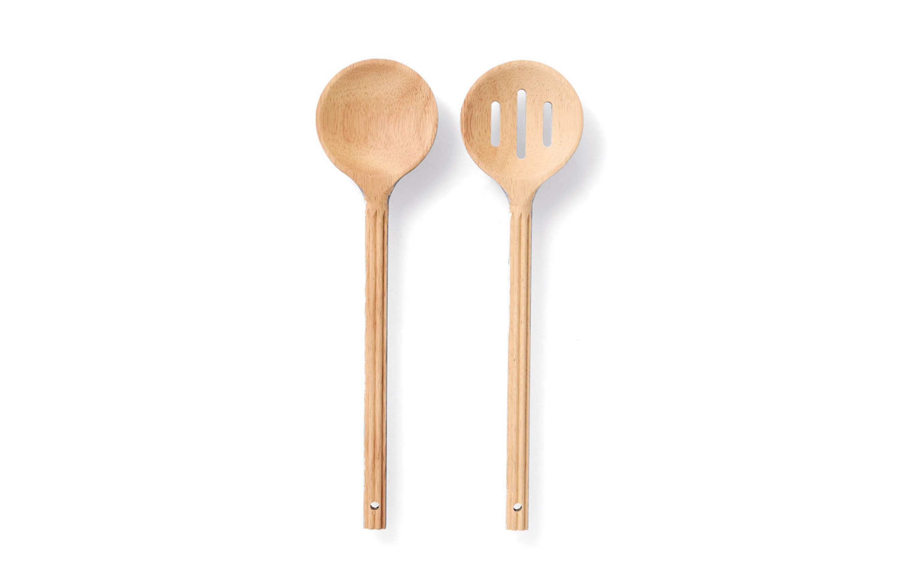 Salatbesteck-Set Gummibaum, natur, 2-teilig