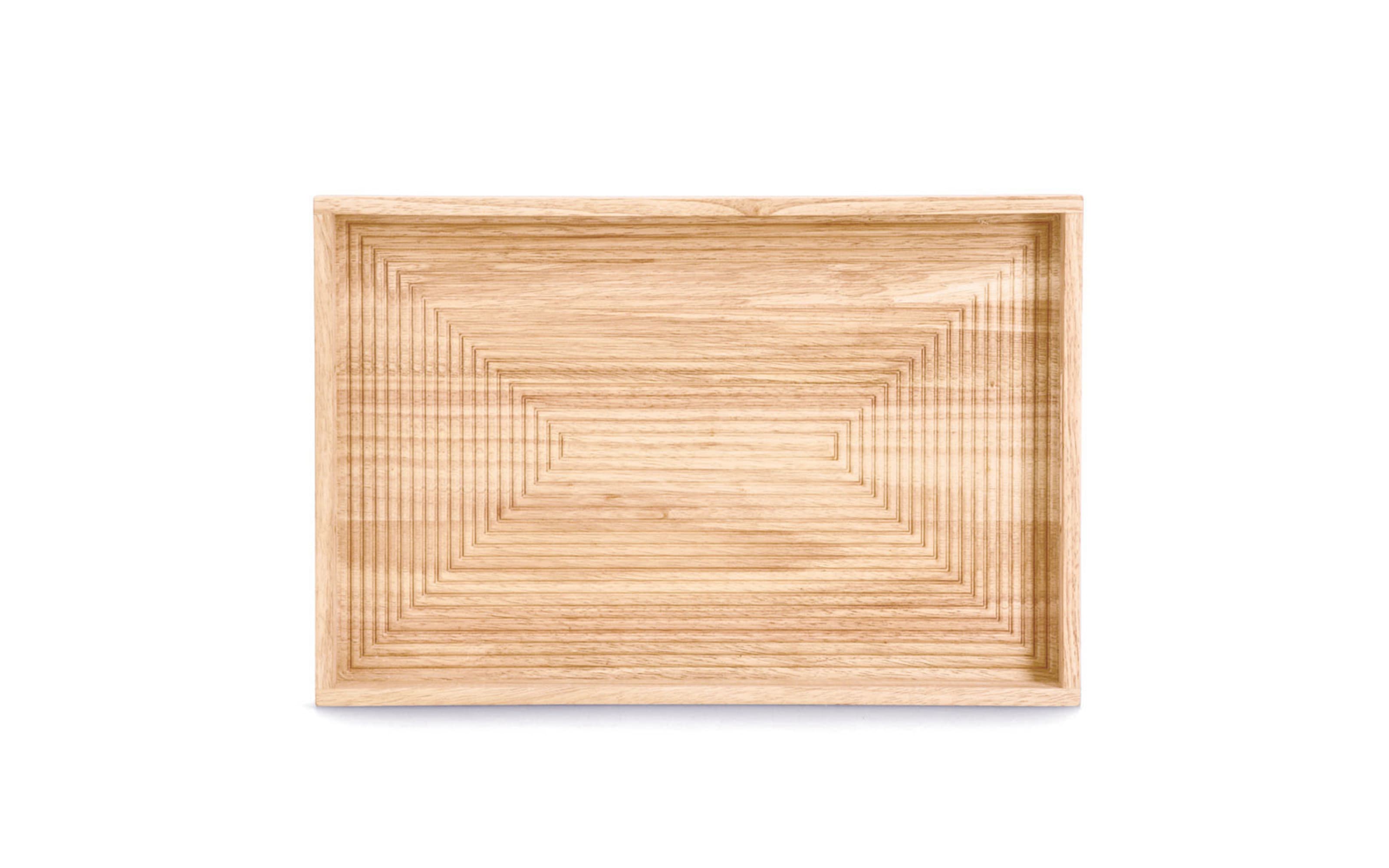 Tablett Gummibaum, natur, 45,7 x 30,5 cm