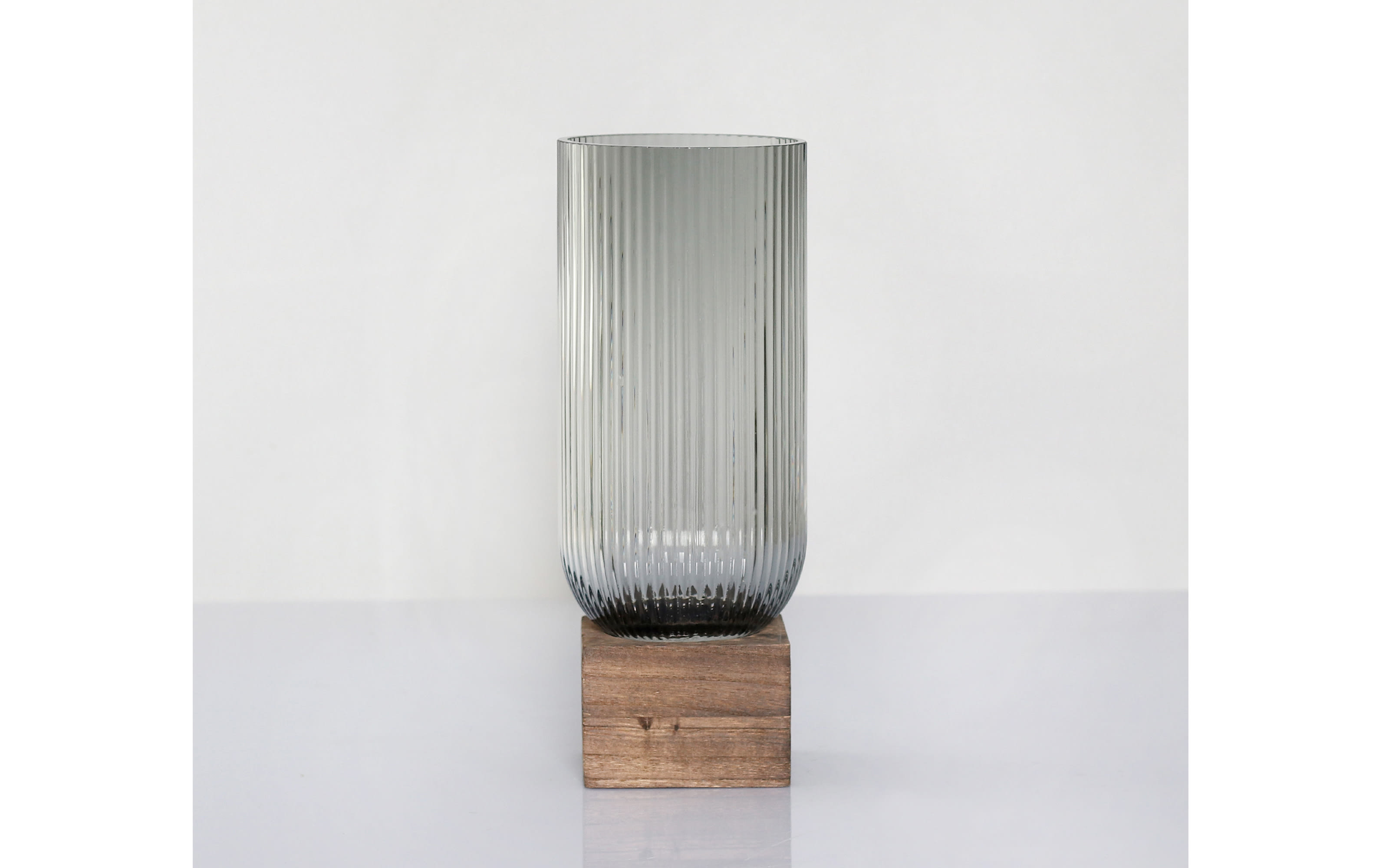 Glasvase/Windlicht, grau/braun, 12 x 31 cm