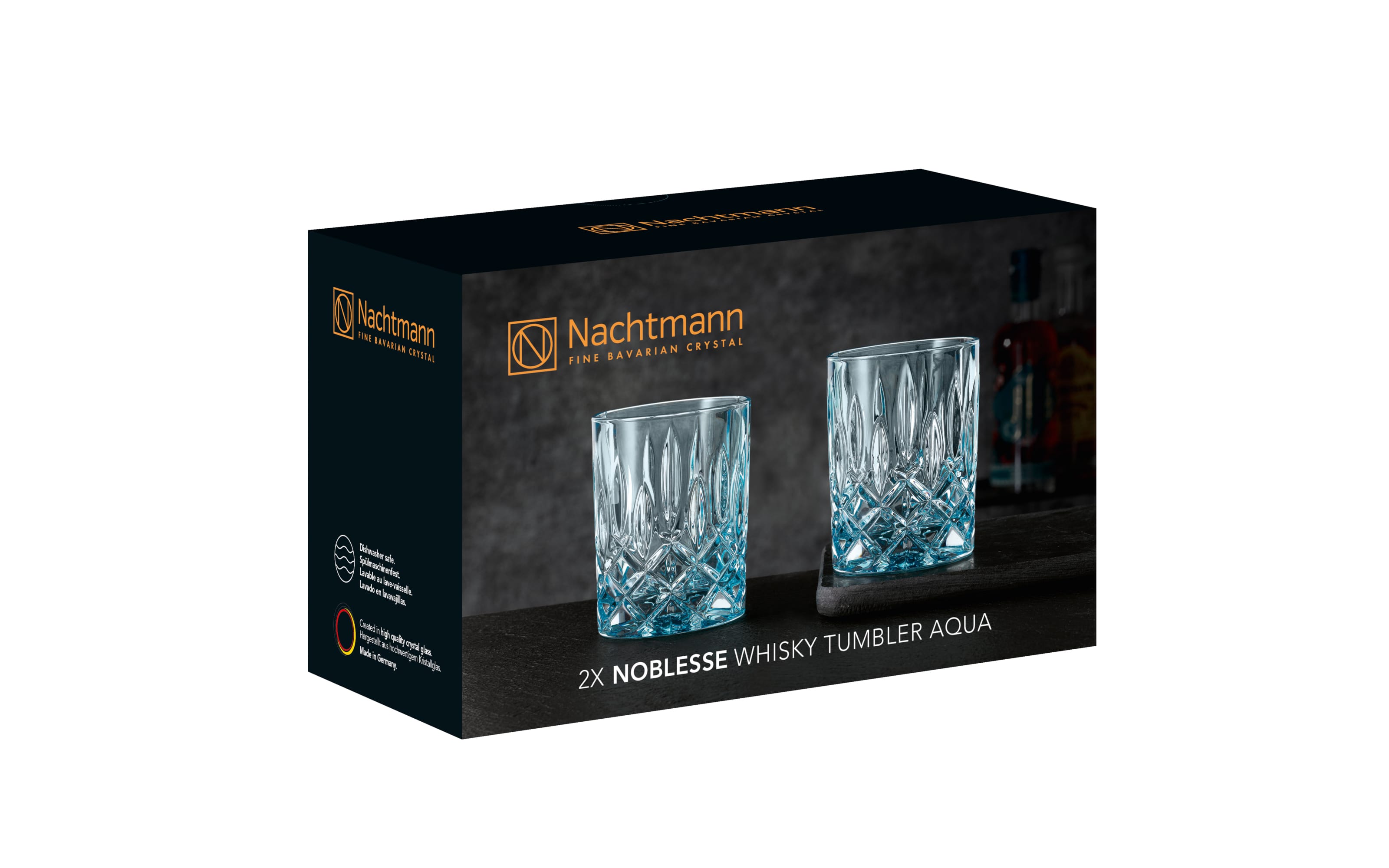 Whiskybecher Noblesse farbig in aqua, 2-teilig