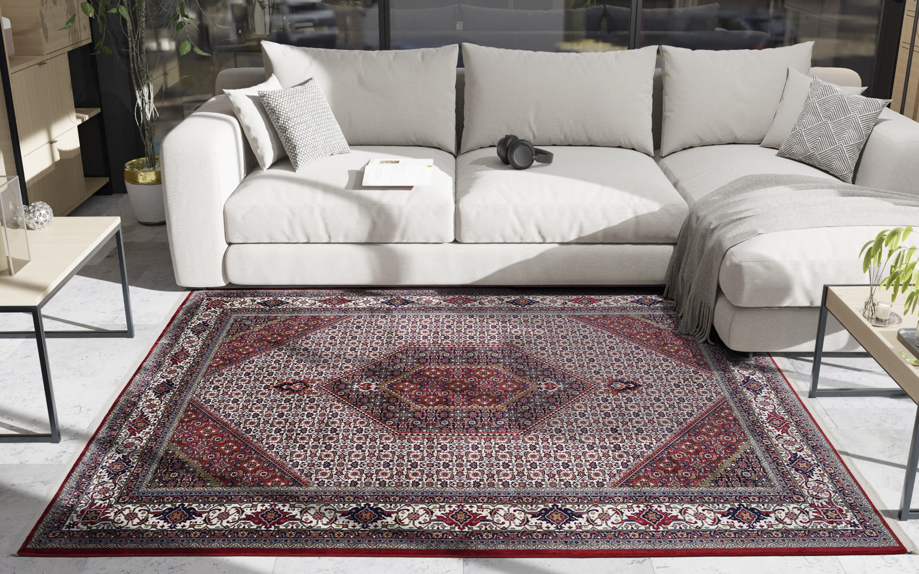 Teppich Seidenwind Bidjar, rot/creme, 200 x 290 cm