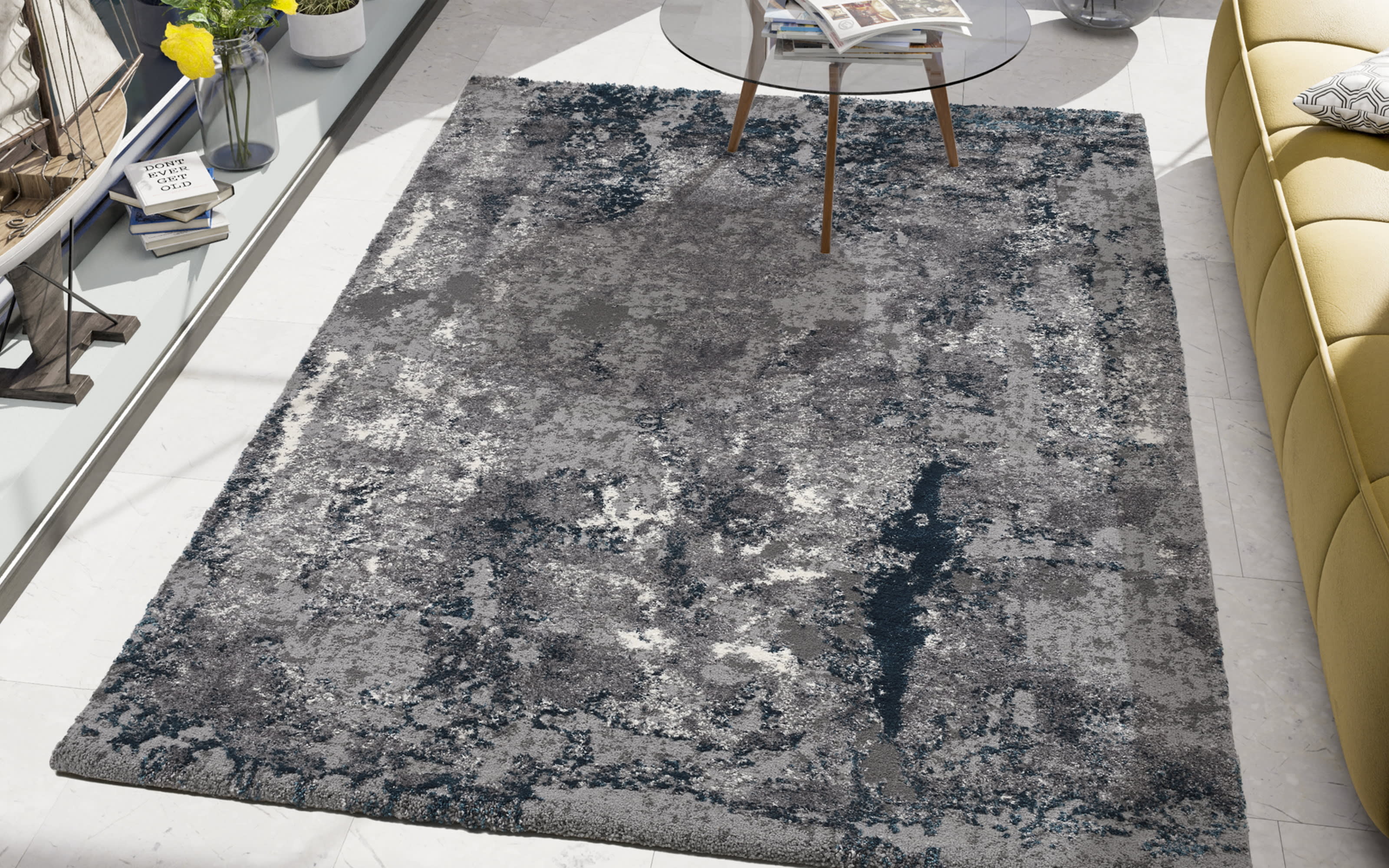 Teppich Starlight Echo, grau/petrol, 200 x 290 cm