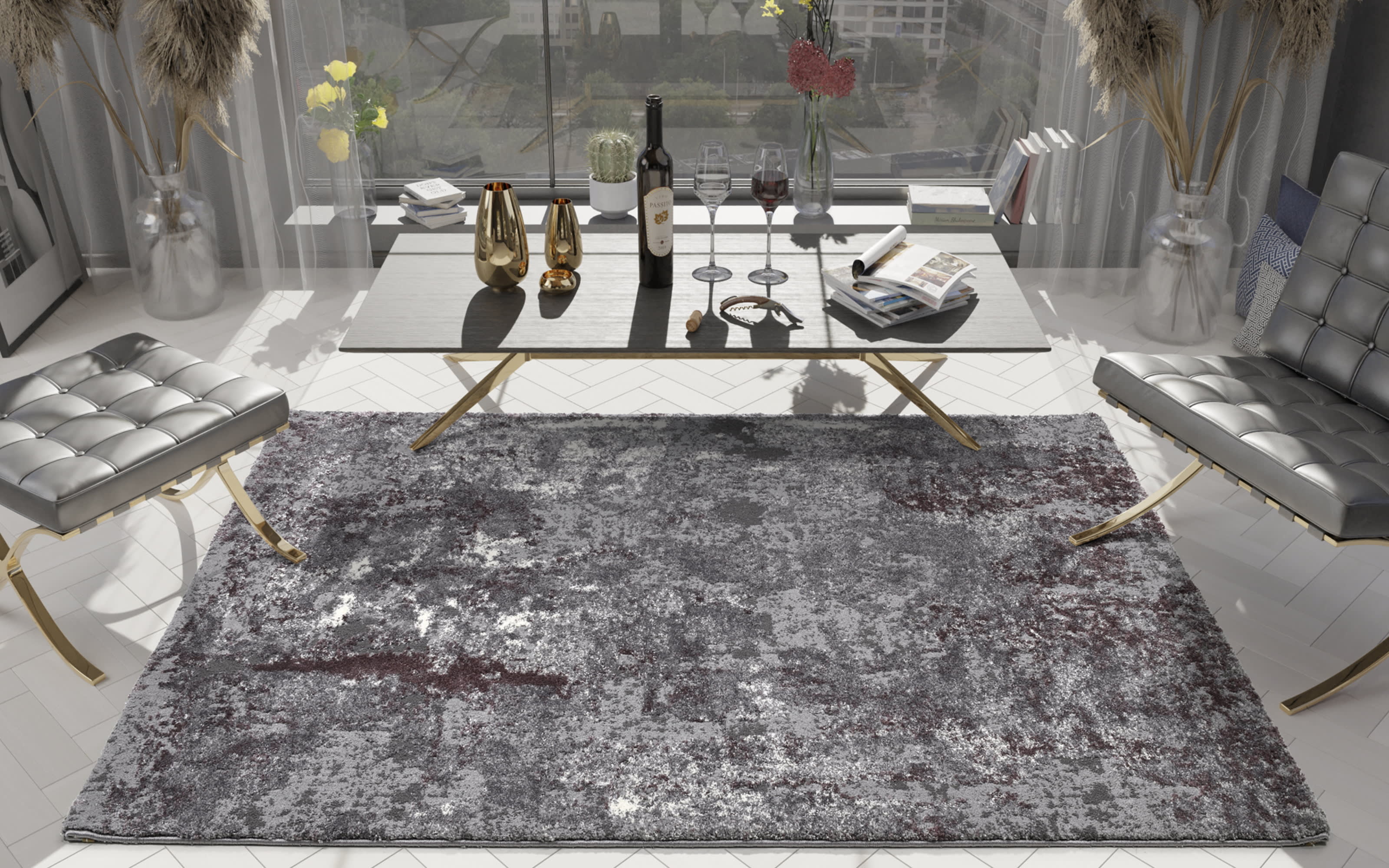 Teppich Starlight Echo, aubergine/beige, 160 x 230 cm