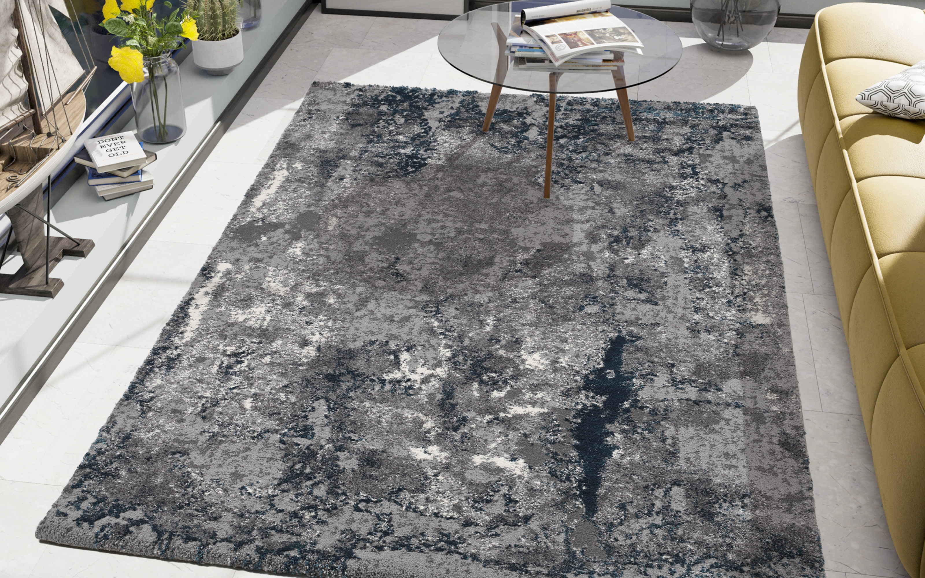 Teppich Starlight Echo, grau/petrol, 160 x 230 cm