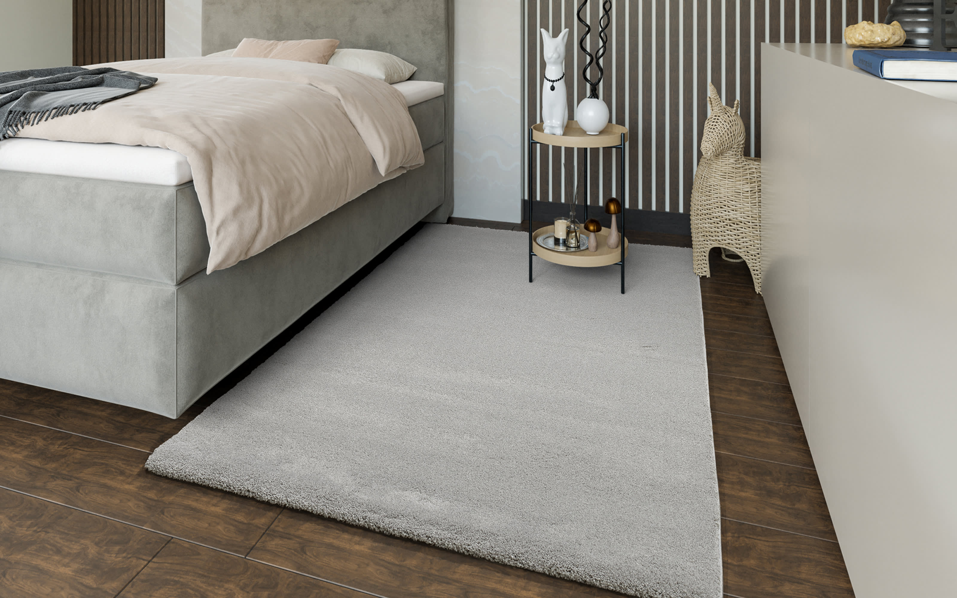 Teppich Kristall Uni, grau, 160 x 230 cm