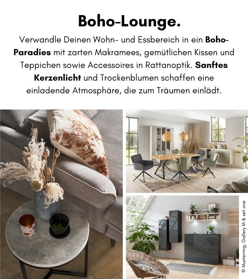 Wohn- und Esszimmer im Bohostil