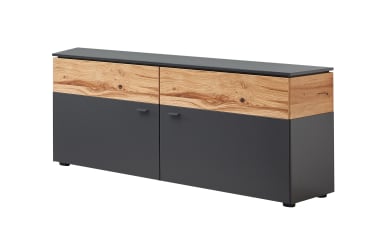 Garderobenbank Lazise, schwarz/Eiche rustico