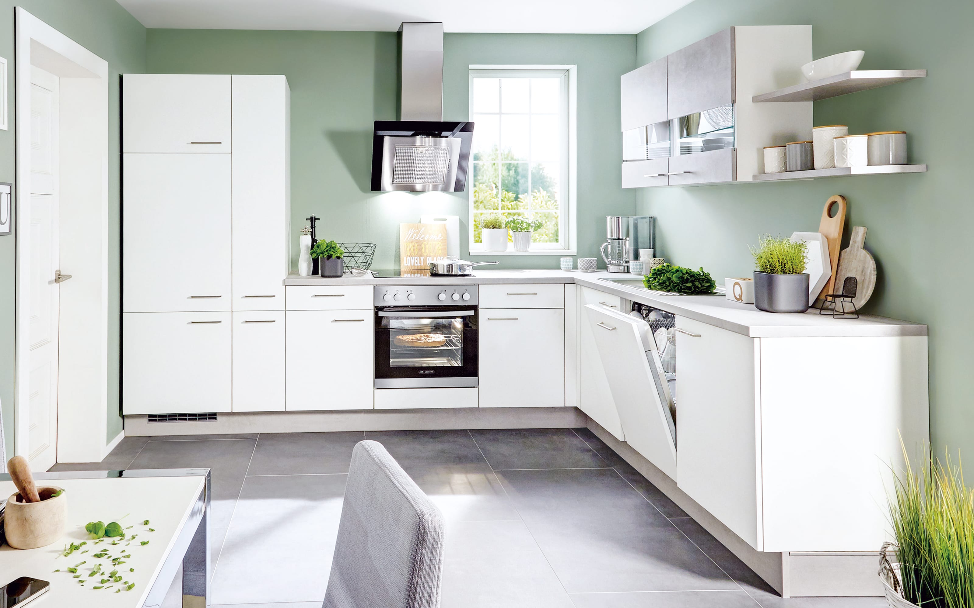 Einbauküche Speed, weiß softmatt, inklusive Elektrogeräte