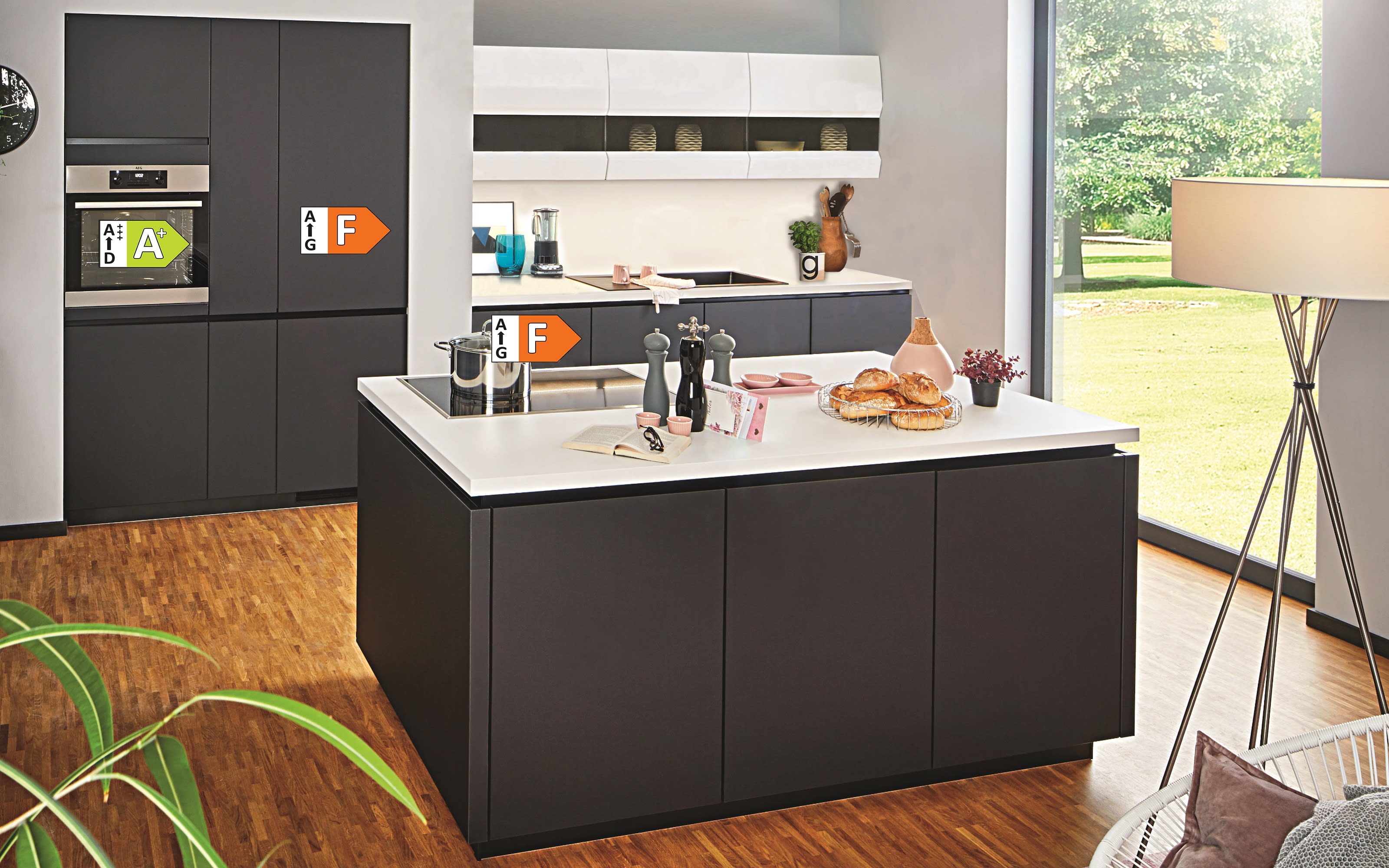 Einbauküche Esilia, graiftschwarz, inklusive Miele Elektrogeräte online ...