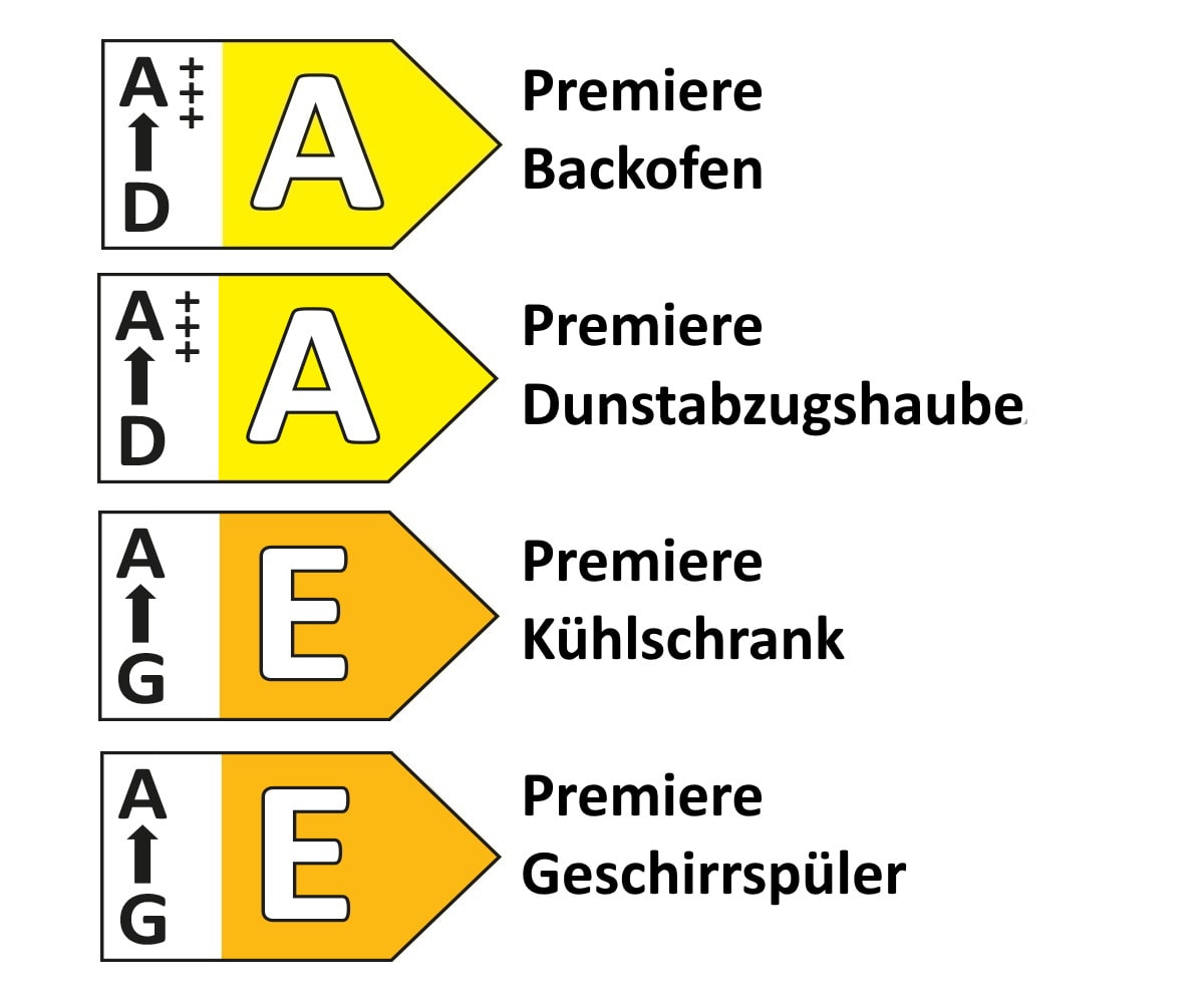 Einbauküche PN100/PN80, graphit/Honig Eiche Nachbildung, inklusive Elektrogeräte