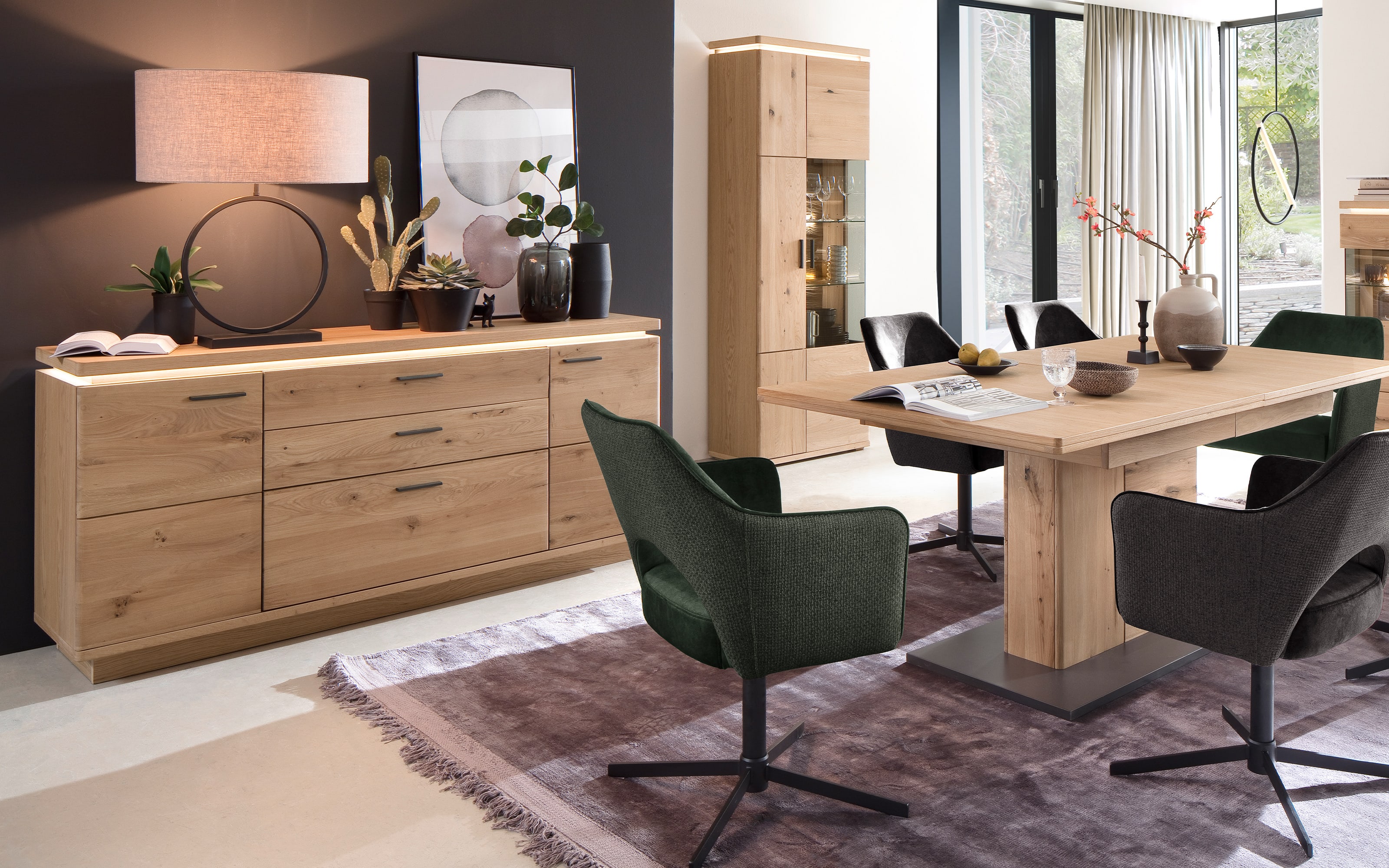 Sideboard Barcelona, Balkeneiche massiv, Eiche Bianco furniert online