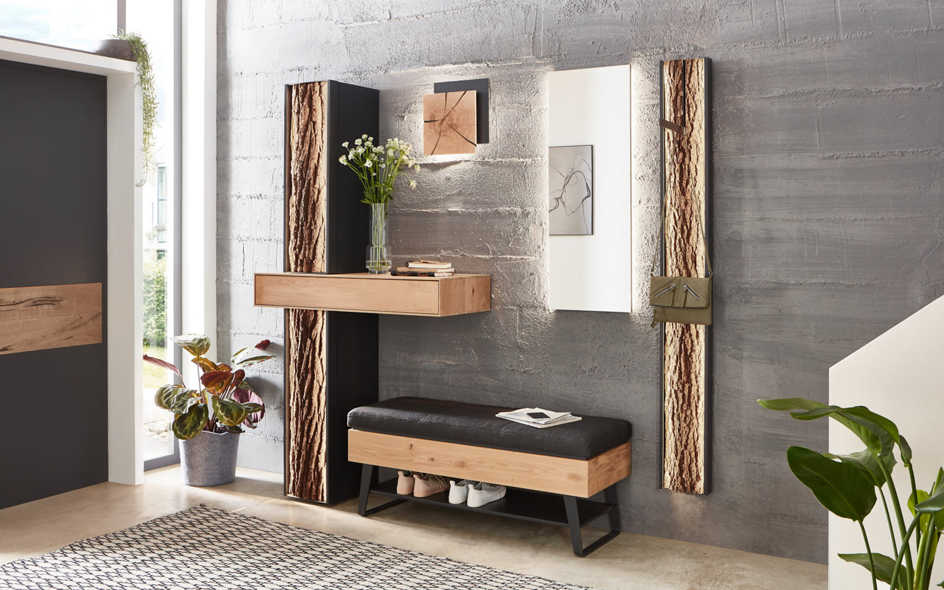 Garderobe Runa, Kerneiche/anthrazit online bei Hardeck kaufen