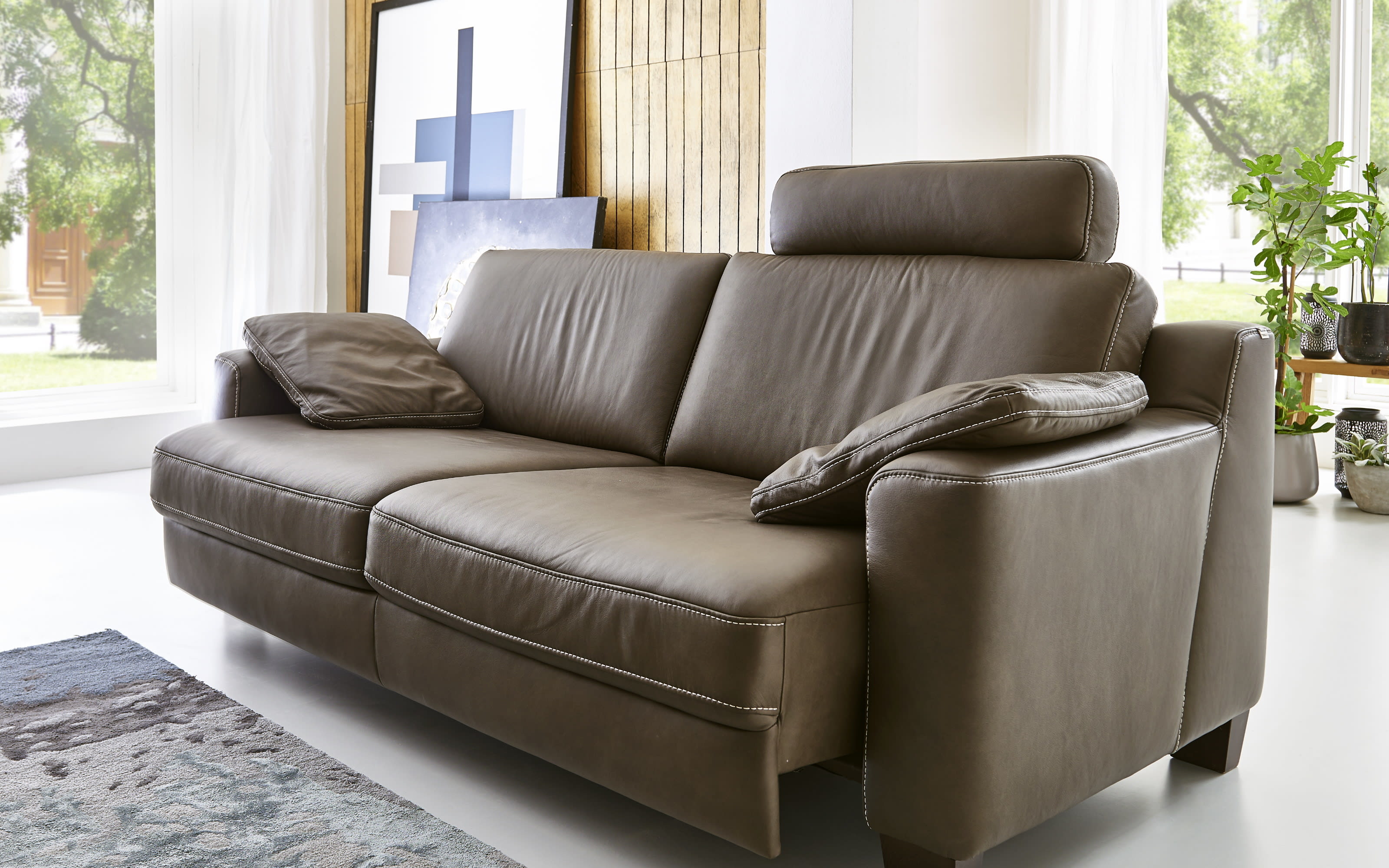 Garnitur Sofa Concept in stone, 3Sitzer und 2,5Sitzer mit Funktionen