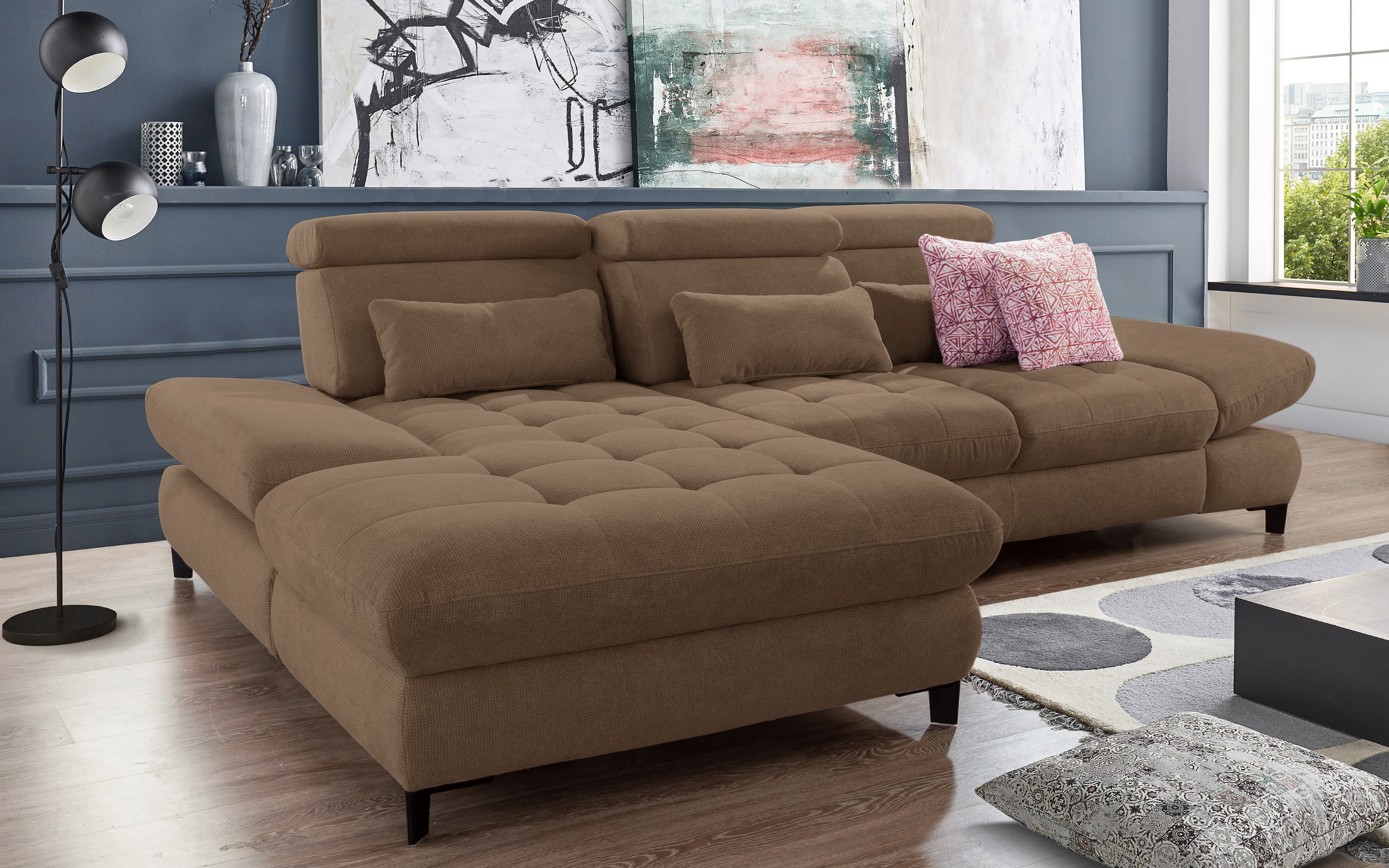 Wohnlandschaft Carolina in schlamm, mit Funktionen online bei Hardeck