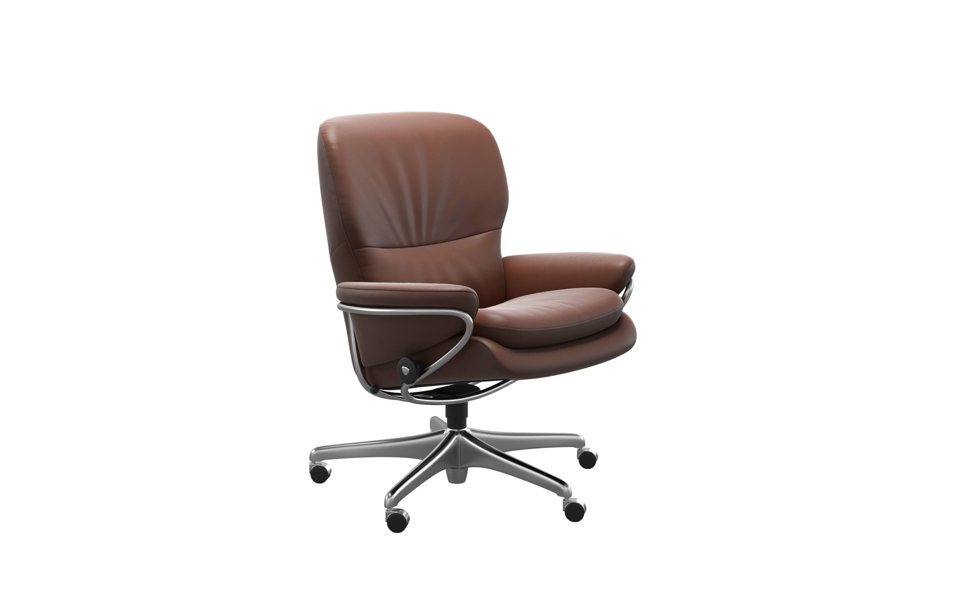 Leder Bürosessel Rome (M), niedrige Rückenlehne, Home-Office Untergestell, Paloma Copper