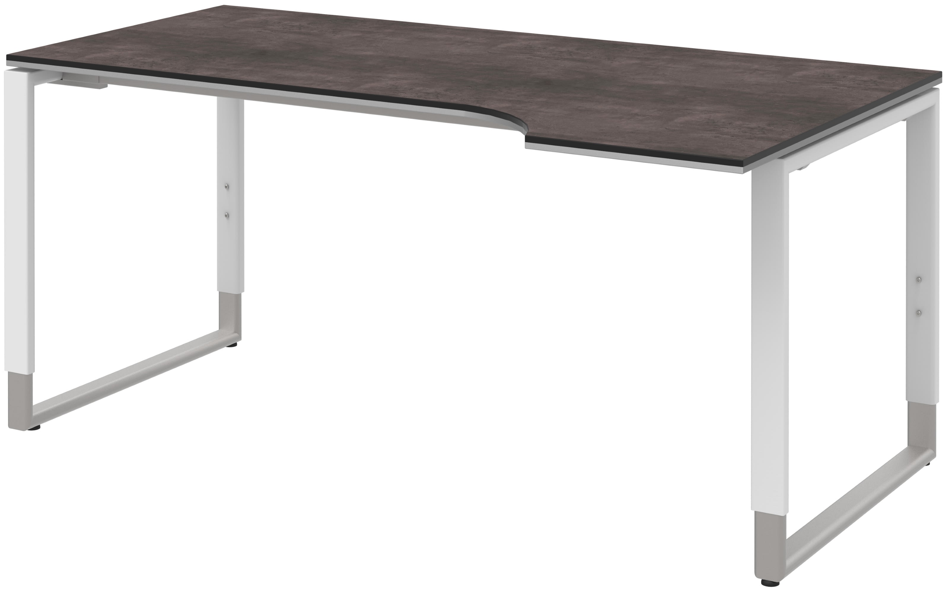 Schreibtisch Objekt Plus in weiß-quarzitfarbig, rechts, Füße in weiß-alu