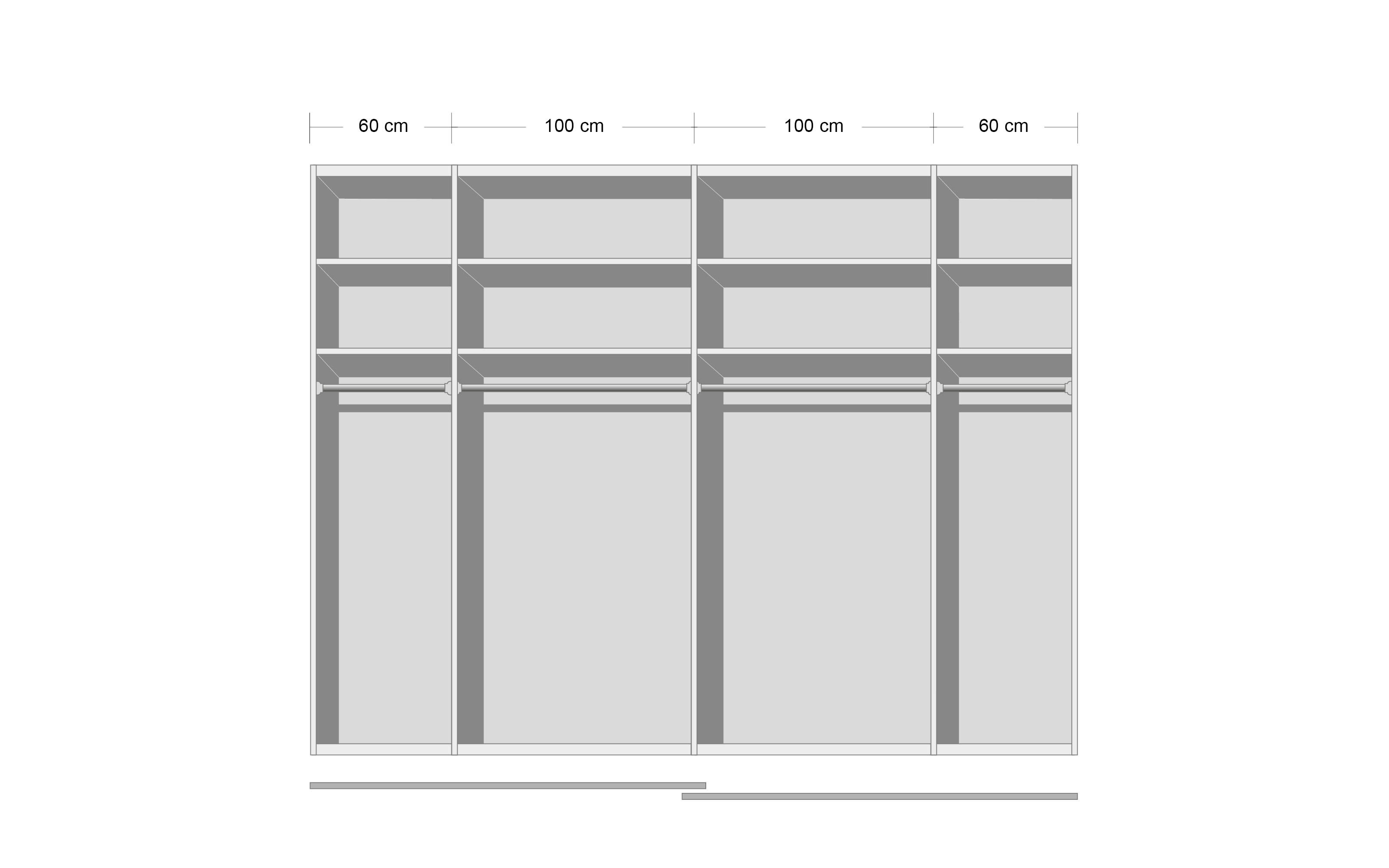 Schwebetürenschrank Ocean in graphit Matt/Farbglas basalt, Breite 320 cm