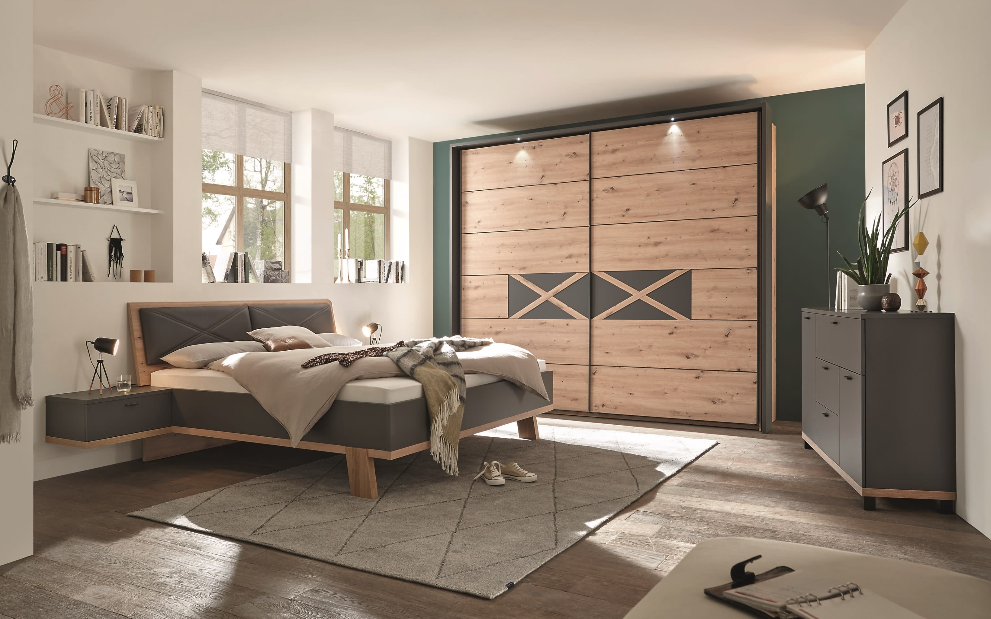 Schlafzimmer 4001 in Artisan EicheNachbildung/graphit online bei