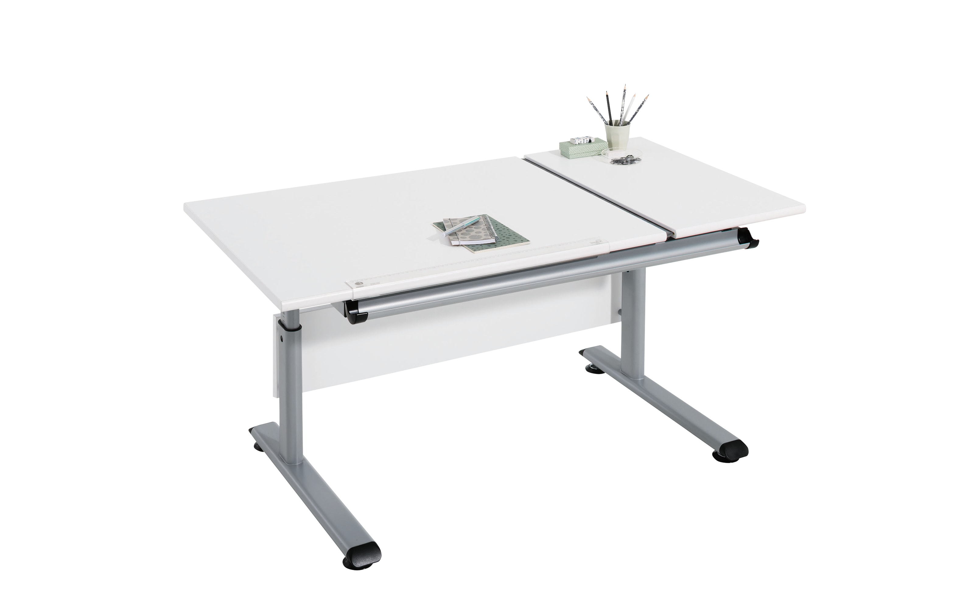 Schreibtisch Marco 2 GT in weiß/silber., Breite ca. 130 cm