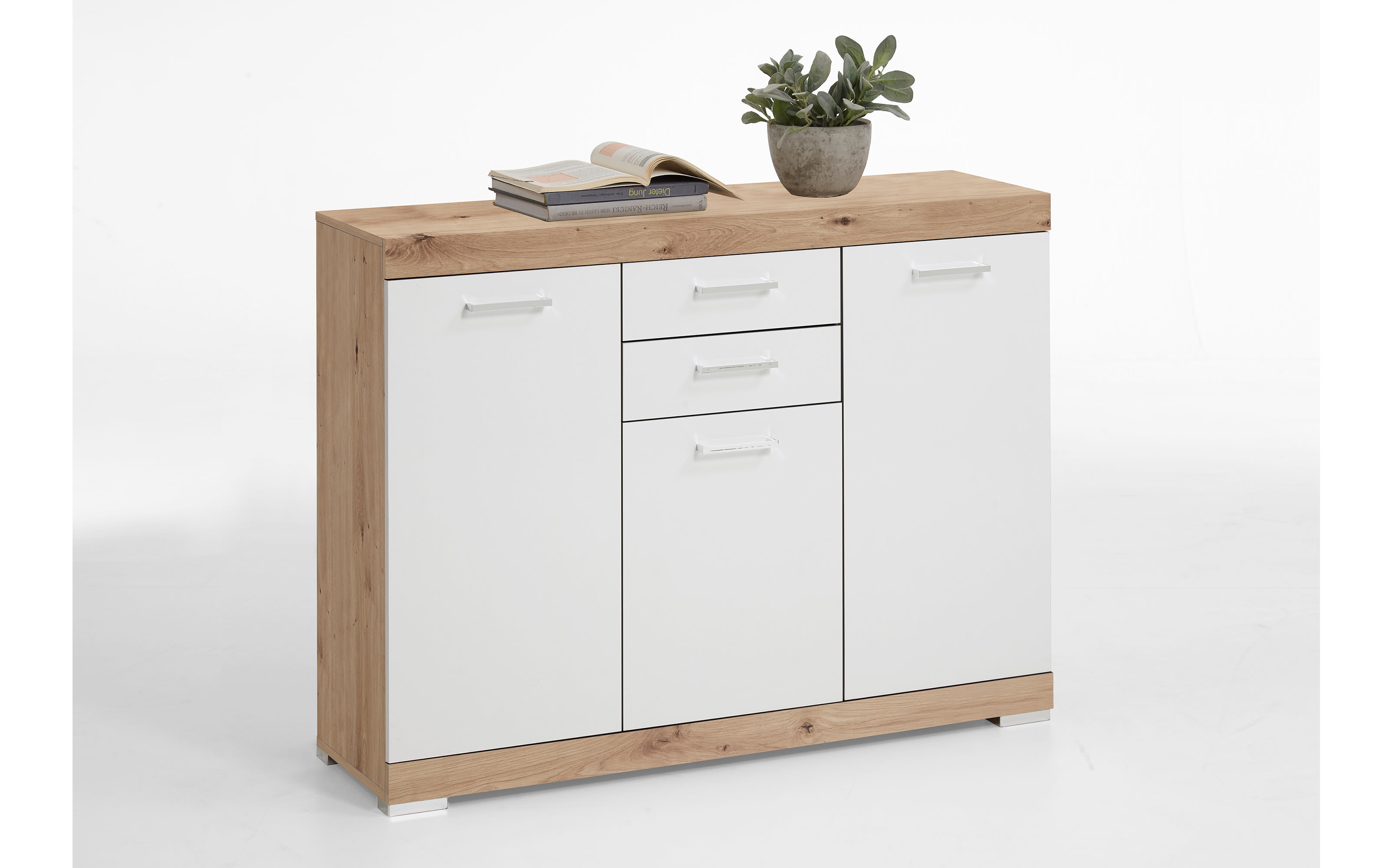 Kommode Bristrol 3, Artisan Eiche-Nachbildung/weiß