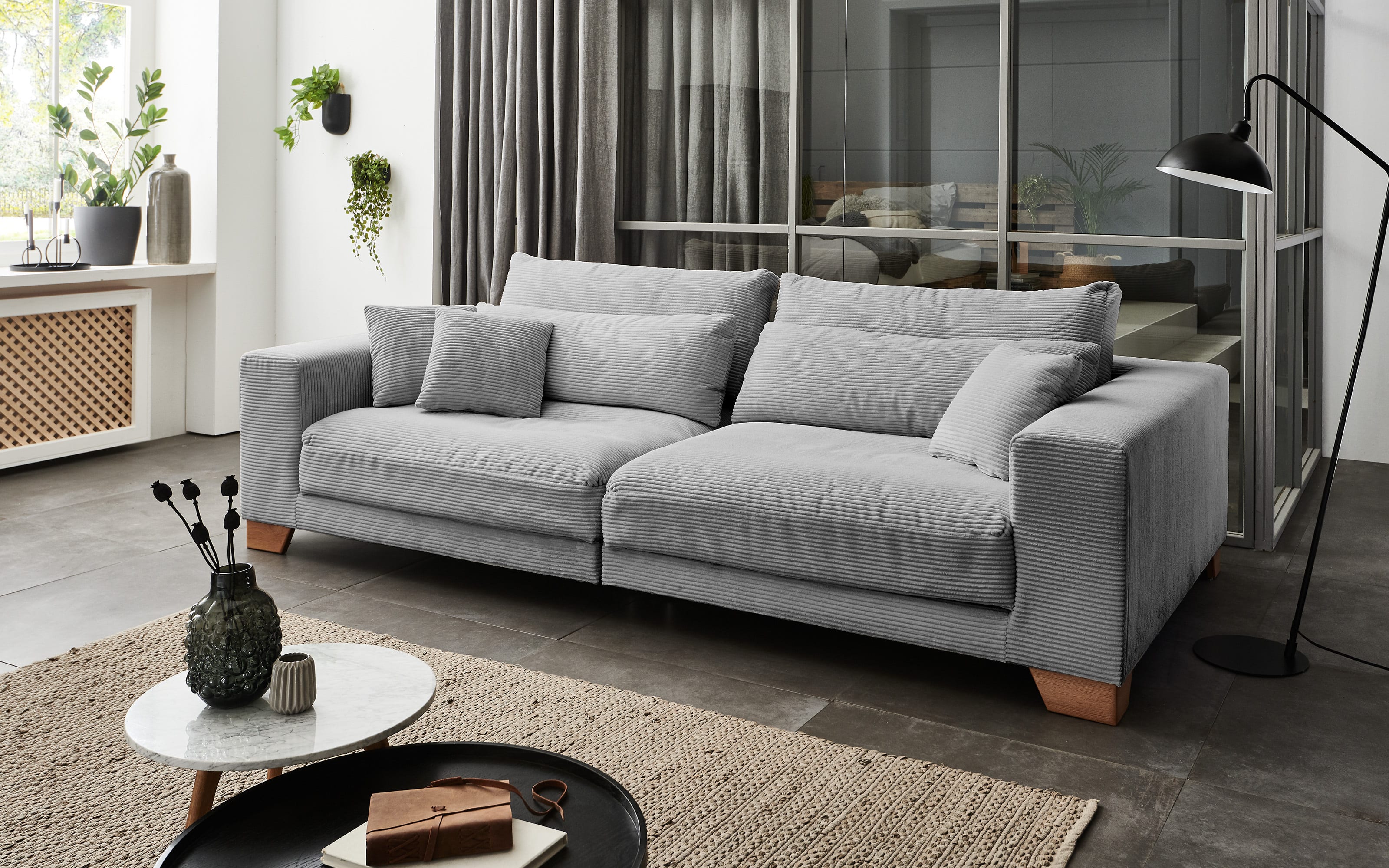 Big Sofa Play in grau, inklusive Kissen online bei Hardeck kaufen